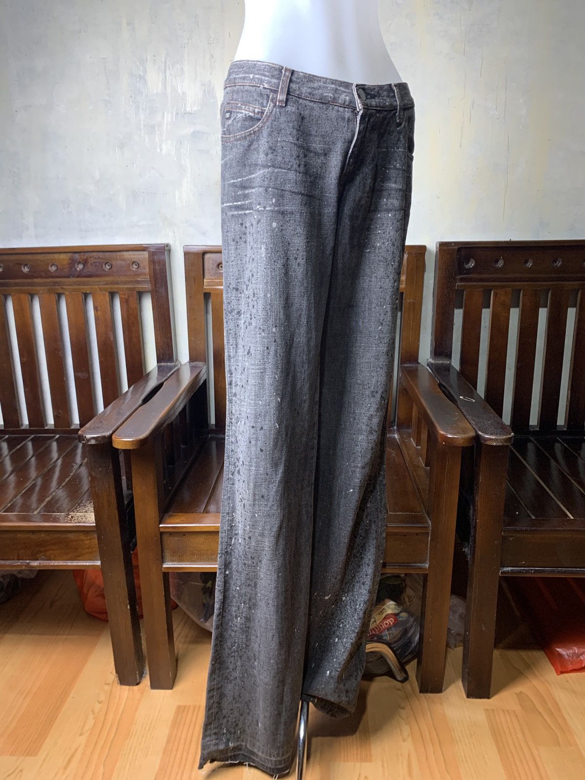 Miss Sixty Miss Sixty Studded Eyelete Splatter Bootcut Jeans Pants Size 31" - 3 Thumbnail