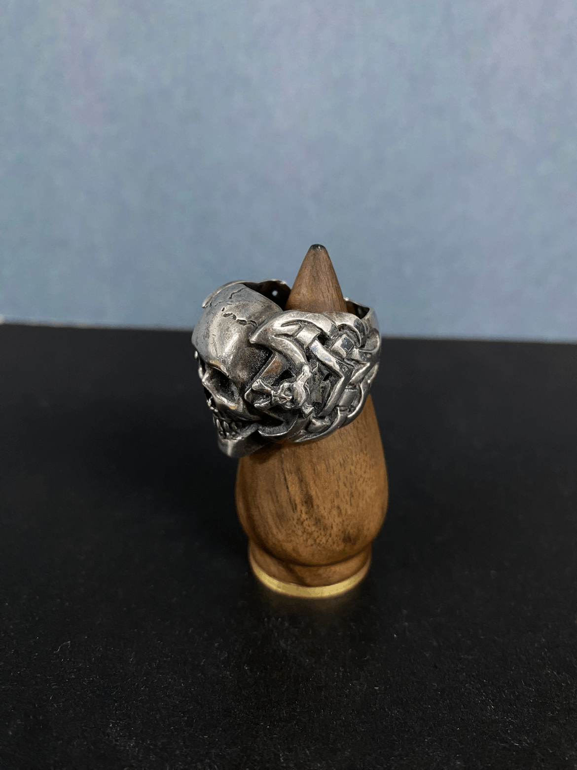 Number (N)ine Number Nine woven 950 silver skull ring Size ONE SIZE - 2 Thumbnail