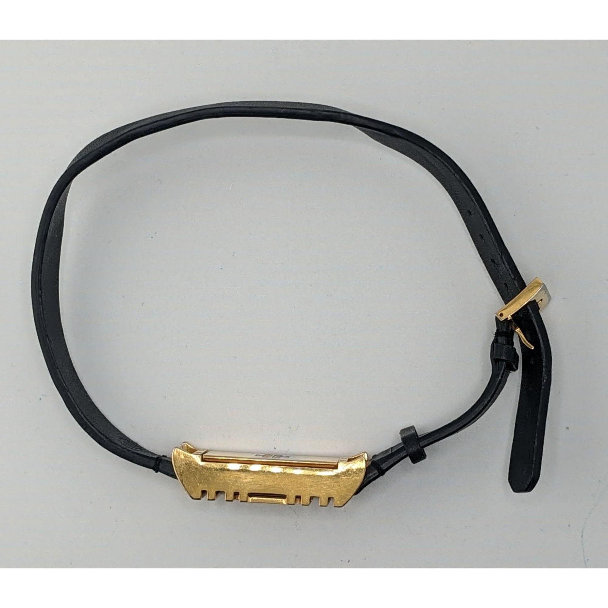 Tory Burch Tory Burch Gold Tone & Black Leather Fitbit Holder Wrap Brac Size ONE SIZE - 7 Thumbnail