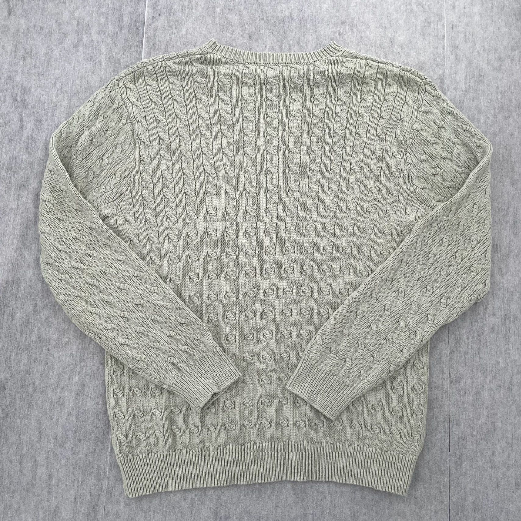 Brandy Melville VINTAGE Brandy Melville John Galt Sweater Womens One Size Green Cable Knit Pullover Regular Fit Crew Neck Knit Cotton Blend Ladies Size ONE SIZE - 2 Thumbnail
