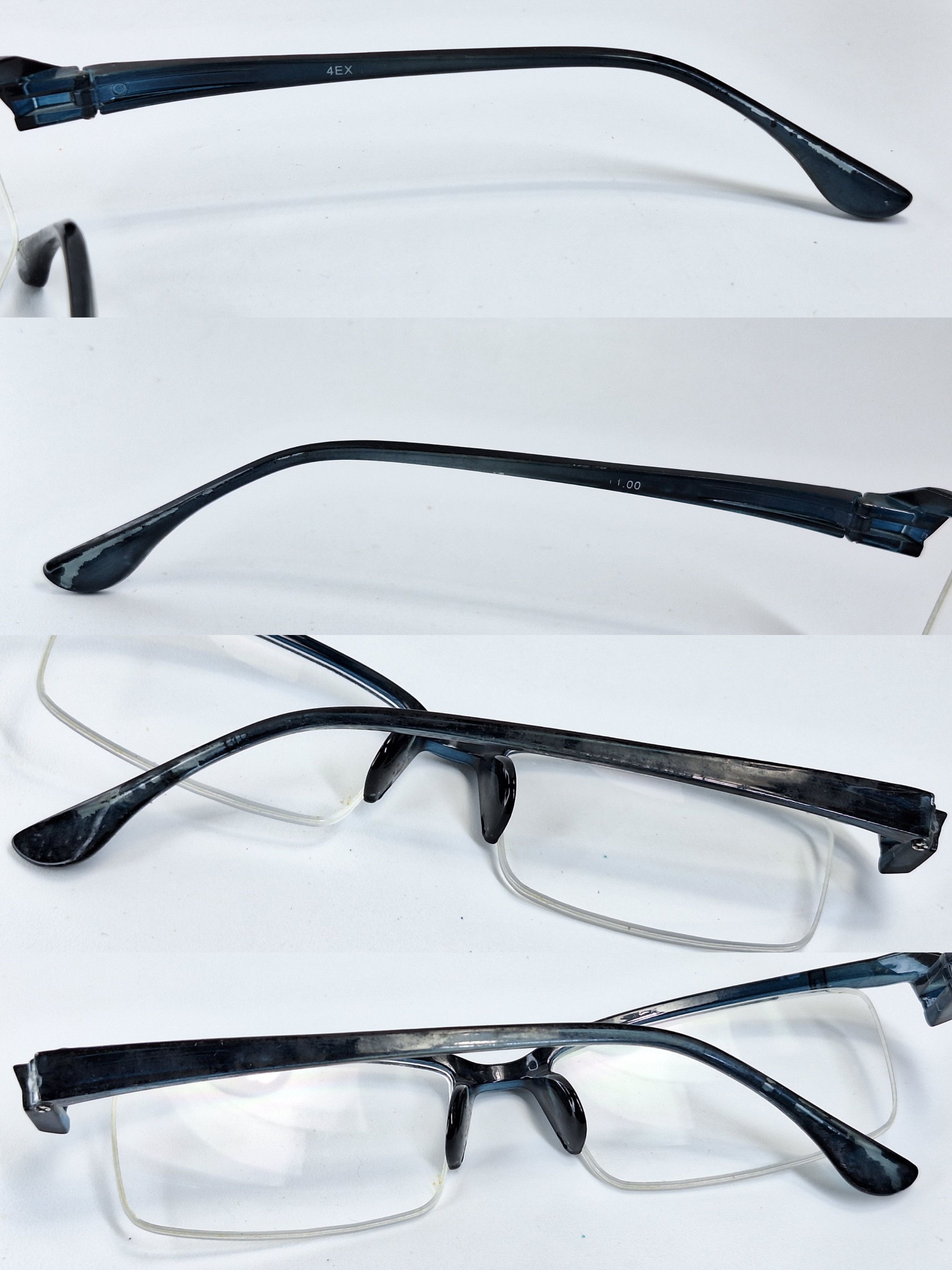 Other 00s Japan Vintage 4EX Semi-Rimless Oversize Eyeglass Frame Size ONE SIZE - 6 Thumbnail