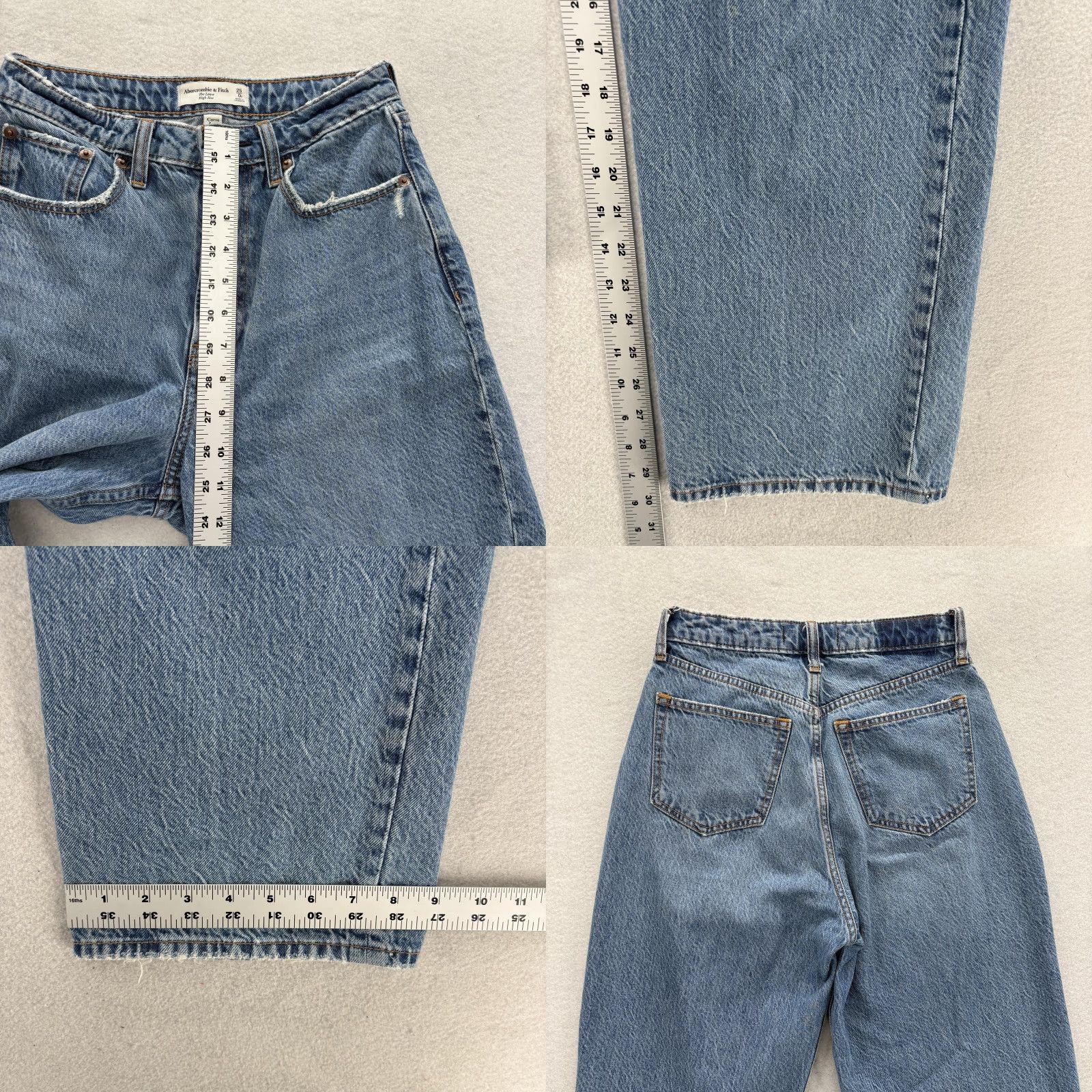 Abercrombie & Fitch Abercrombie & Fitch Jeans Womens 0 Blue High Rise Wide-Leg 25in Inseam 30in Distressed Pockets Stretch Denim Skinny? (Note: This line seems off) Size 25" / US 0 / IT 36 - 8 Thumbnail