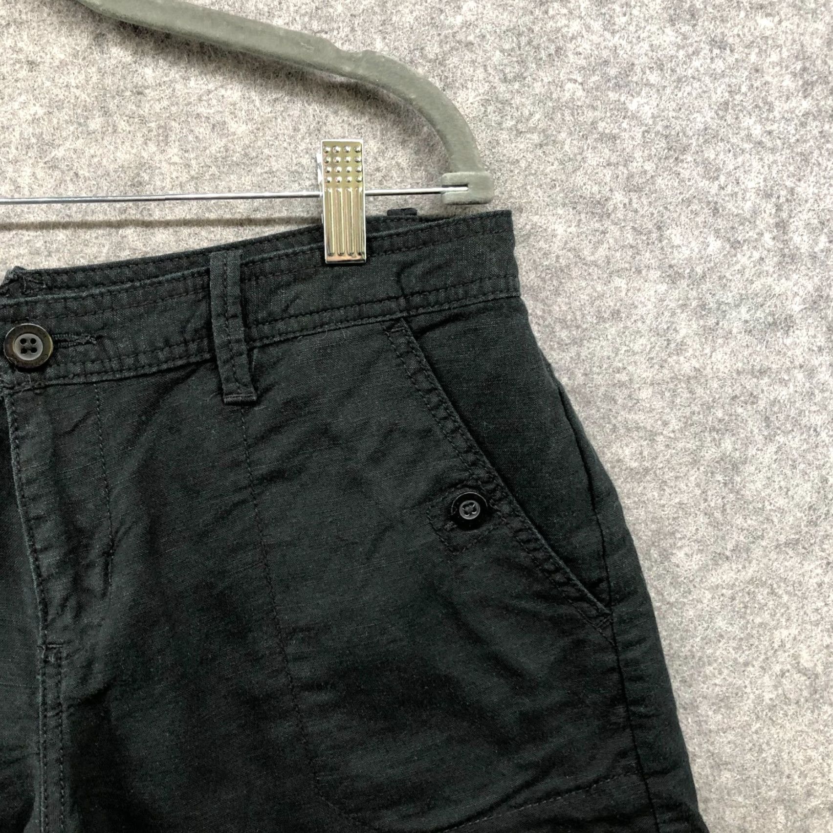 Calvin Klein CALVIN KLEIN Linen Blend Utility Shorts Womens Size 10 Black Mid Rise 5'' Casual Size 32" / US 10 / IT 46 - 5 Thumbnail