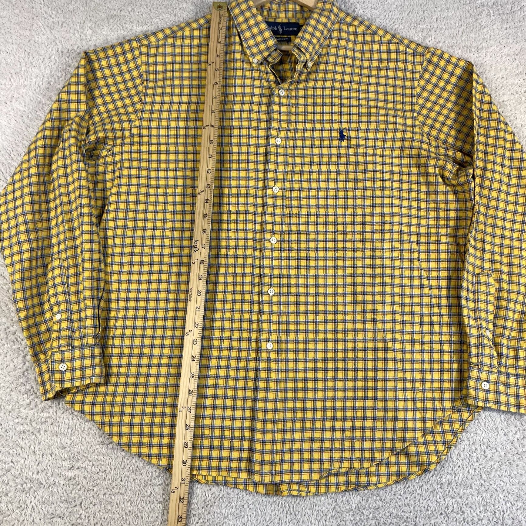 Polo Ralph Lauren Polo Ralph Lauren Shirt XL Mens Plaid Yellow Classic Fit Button-Up Pony 90s Y2K Shirt Men Button-Down Collar Size US XL / EU 56 / 4 - 5 Thumbnail
