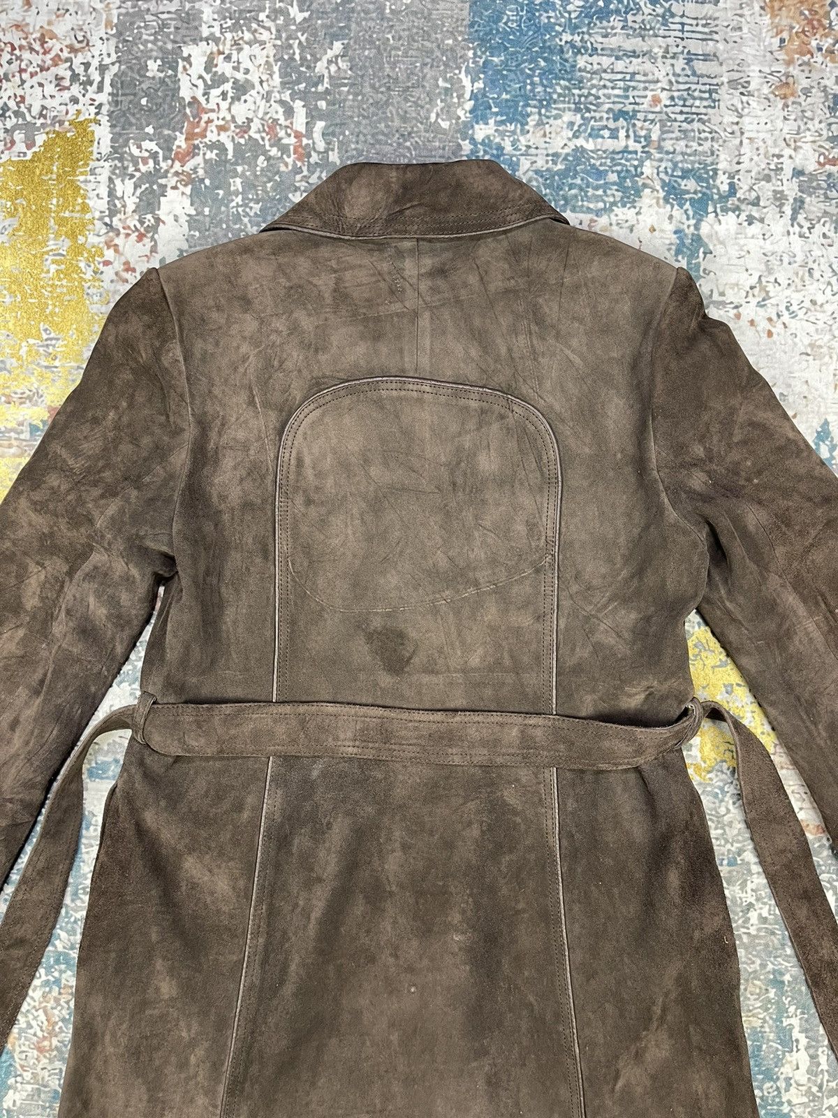 Genuine Leather Mylene Cowhide Suede Brown Trench Coat Size S / US 4 / IT 40 - 9 Thumbnail