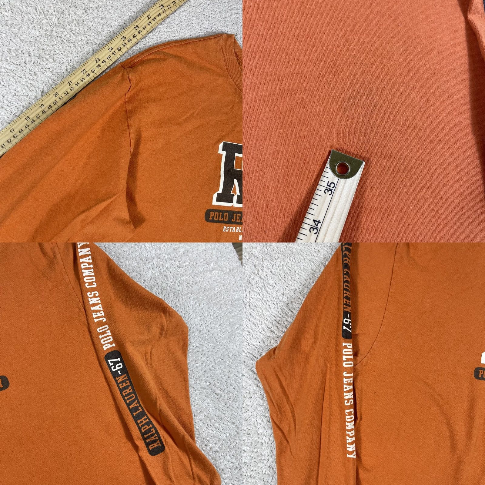 Polo Ralph Lauren VINTAGE Polo Jeans Co T-Shirt Mens L Orange Long Sleeve 90s Y2K Skate Ralph Lauren Mens Size US L / EU 52-54 / 3 - 8 Thumbnail