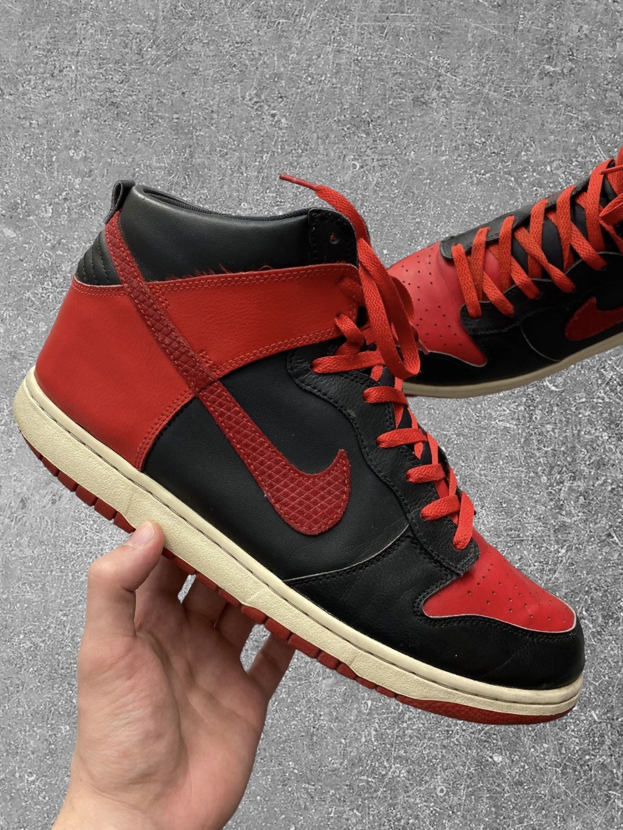 image of Nike x Vintage Dunk High Sb Black | Sport Red-White Shoes, Men's (Size 12)