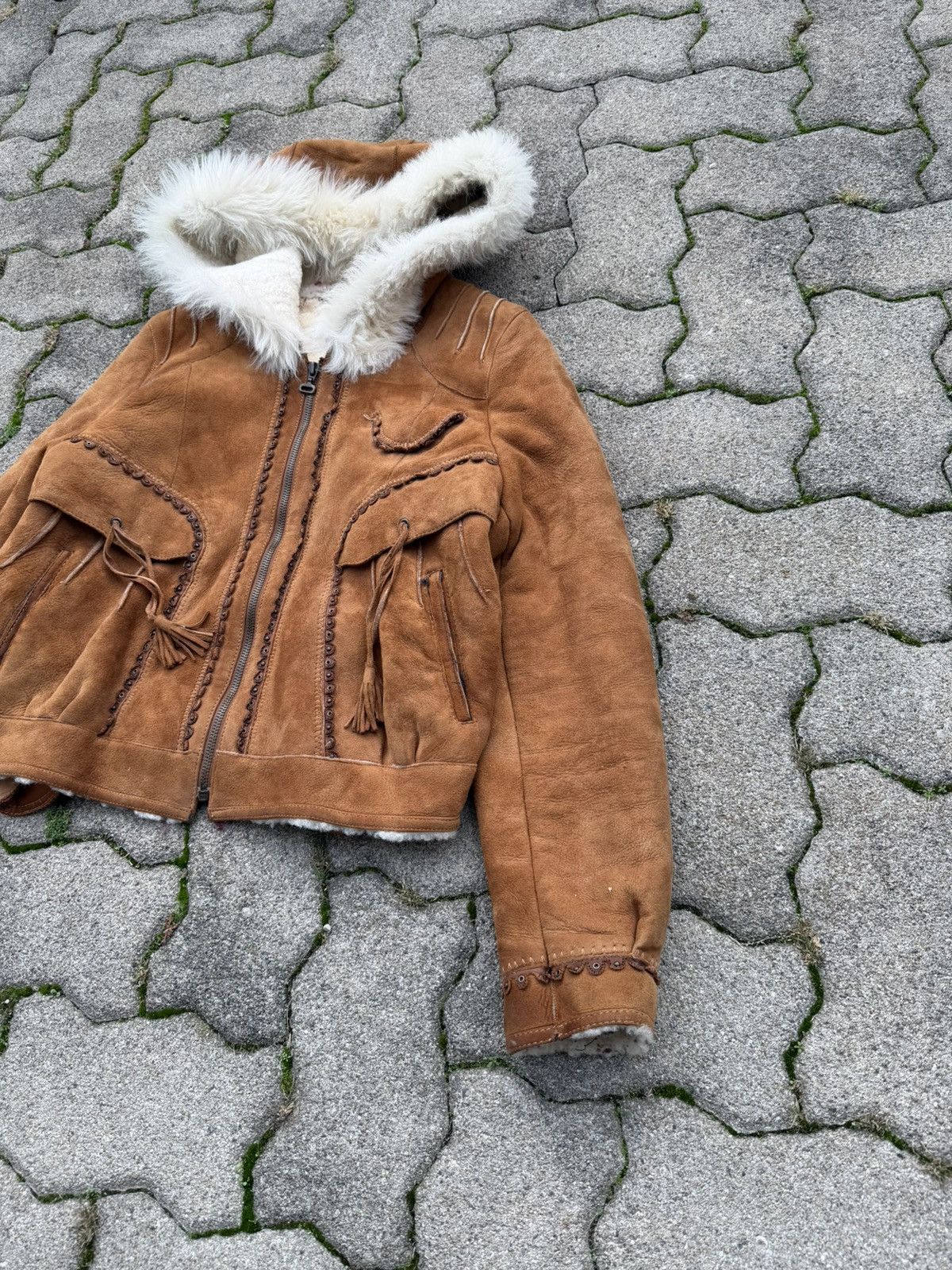 Leather Suede Leather Insulated Lamb Fur Fitted Jacket Size US S / EU 44-46 / 1 - 2 Thumbnail