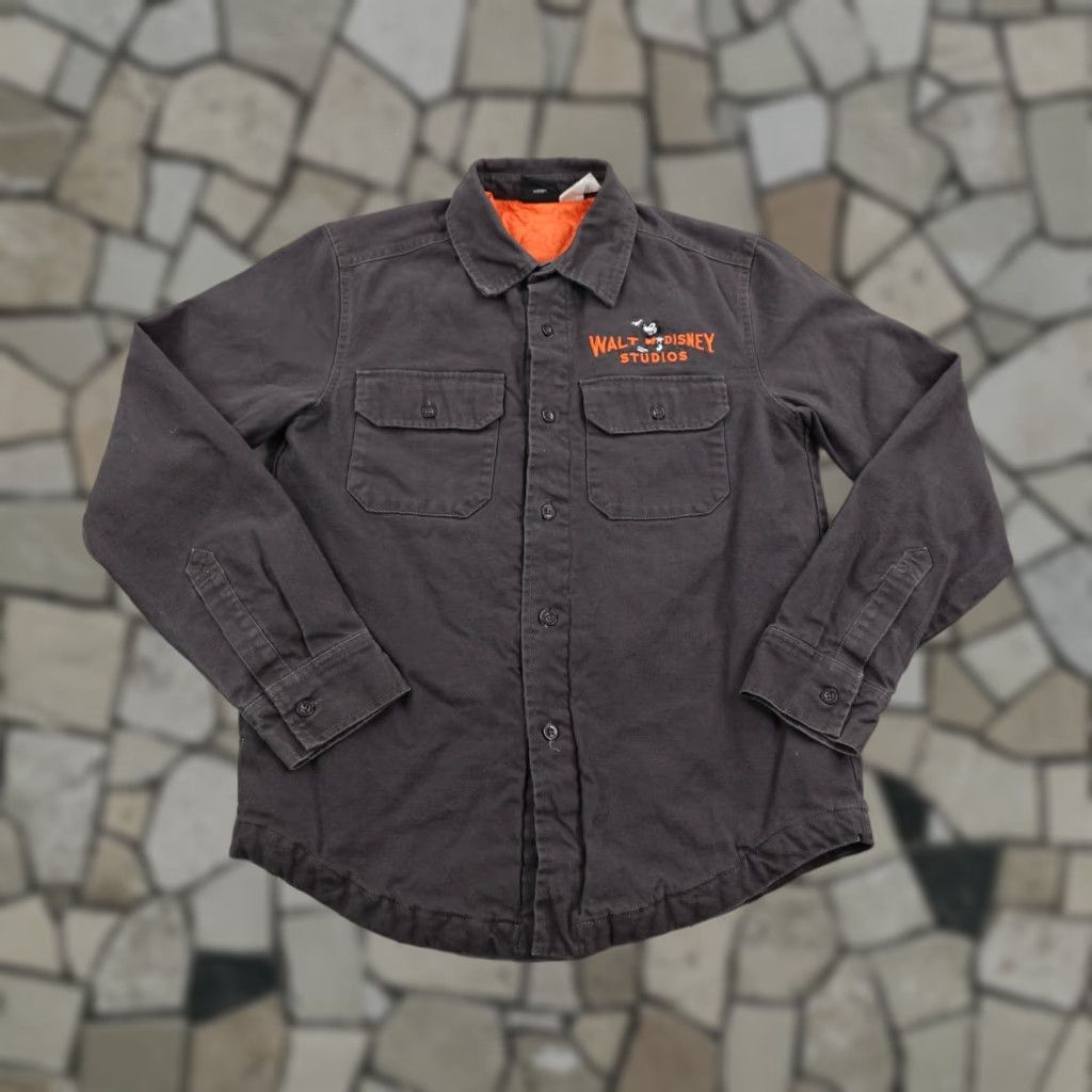 Disney Disney Jacket Mens Small Gray Quilted Lined Mickey Mouse Shirt Shacket Button Up Size US S / EU 44-46 / 1 - 1 Thumbnail