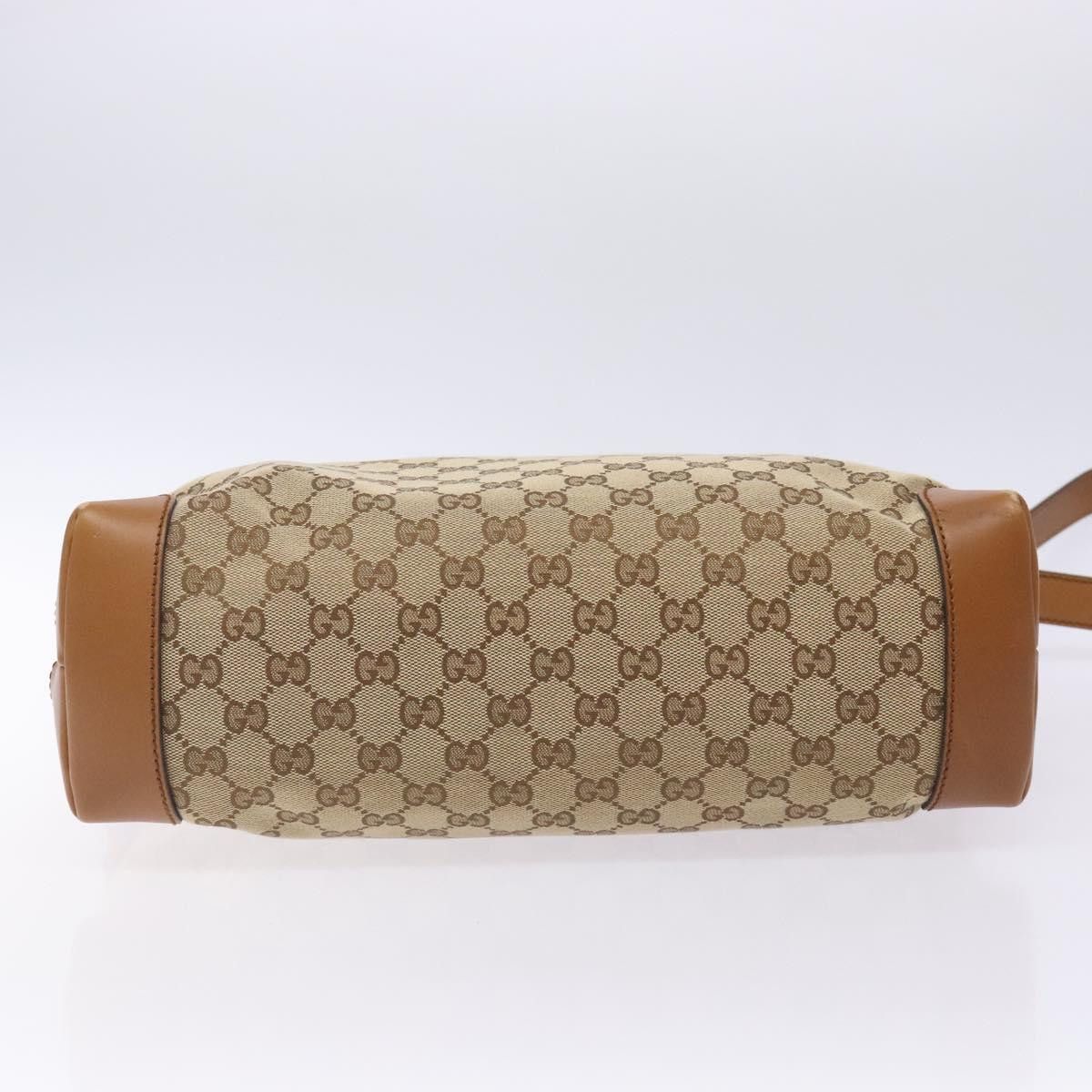 Gucci GUCCI GG Canvas Web Sherry Line Shoulder Bag Beige Silver Size ONE SIZE - 9 Thumbnail