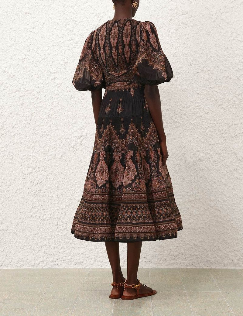 Zimmermann oc11z0226 Pleated Midi Dress In Multicolor Size XS / US 0-2 / IT 36-38 - 3 Thumbnail