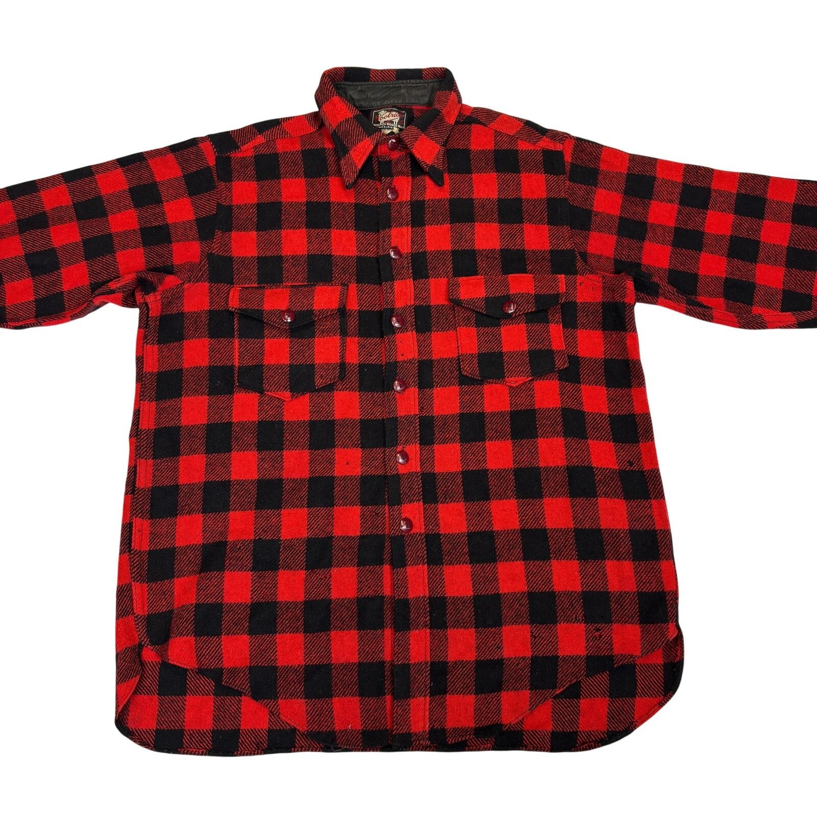 Woolrich Woolen Mills Vintage 1940s Woolrich Buffalo Plaid Button Up Wool Shirt XL Size US XL / EU 56 / 4 - 2 Thumbnail