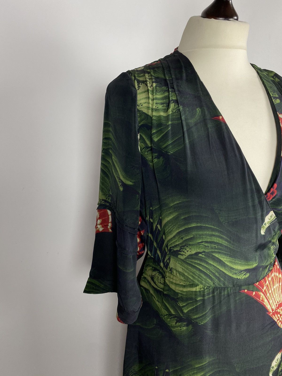 Allsaints × Designer Allsaints Delana Swoop Dress Maxi Floral Pattern Pleated Size XS / US 0-2 / IT 36-38 - 6 Thumbnail
