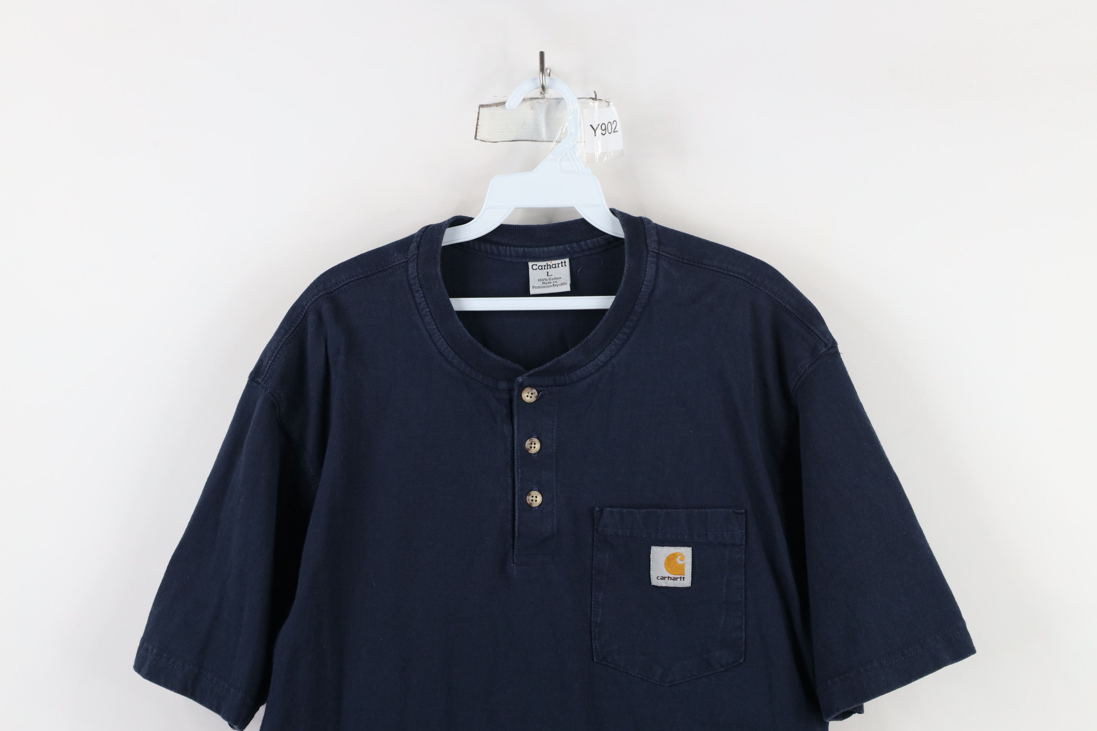 Carhartt × Vintage Vintage Carhartt Spell Box Logo Pocket Henley T-Shirt Blue Size US L / EU 52-54 / 3 - 2 Thumbnail