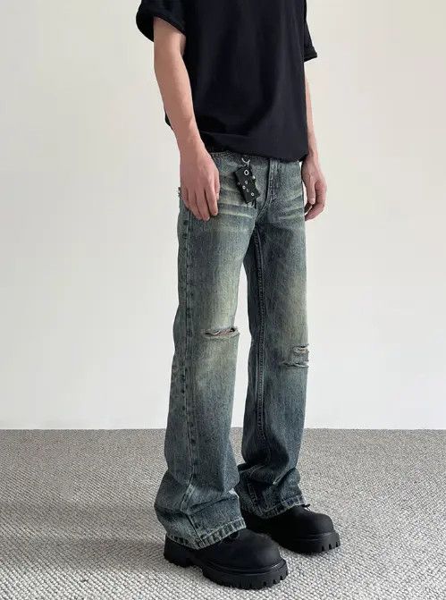 VIBE American high street retro distressed cleanfit ripped jeans Size US 32 / EU 48 - 6 Thumbnail