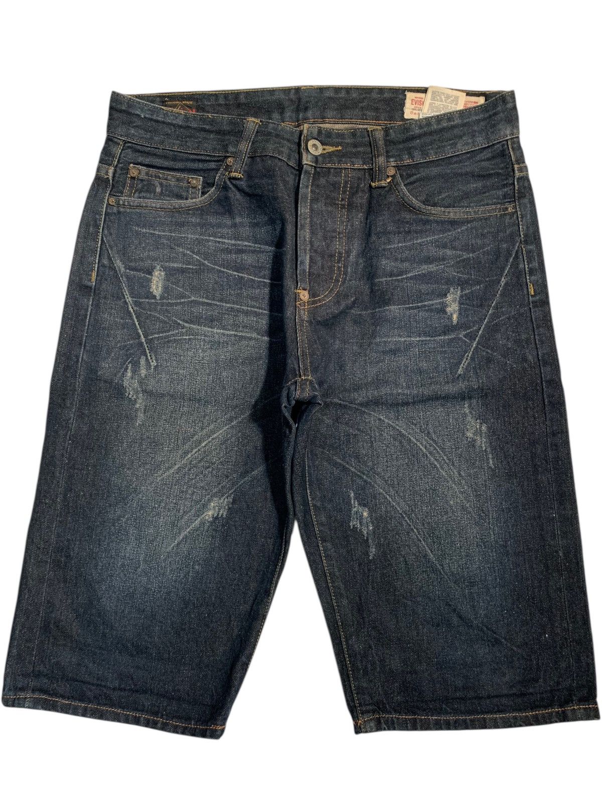 Evisu EVISU SEAGULL SELVEDGE 13OZ BUTTON FLY SHORT DENIM Size US 33 - 2 Thumbnail