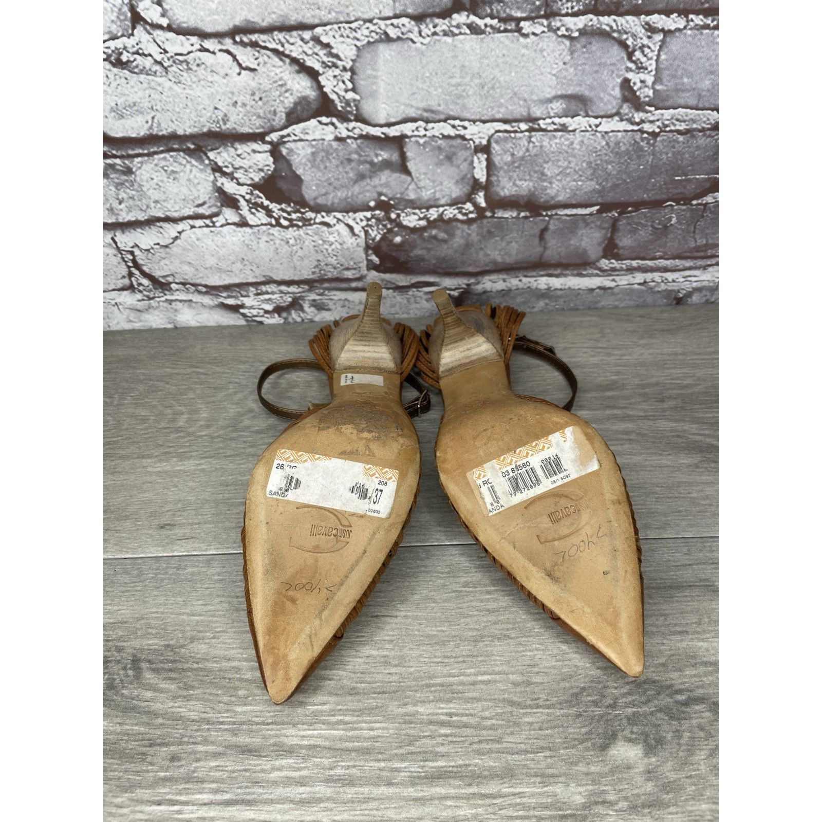 Just Cavalli Just Cavalli Brown Leather Studded Pointed Ankle Strap Stile Size US 6.5 / IT 36.5 - 21 Thumbnail
