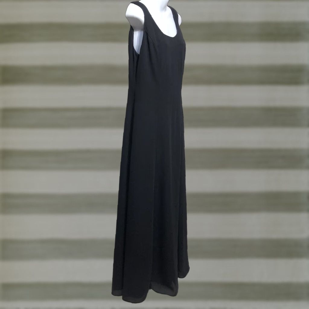 Vintage VINTAGE Onyx Nite Maxi Dress Sleeveless A-Line 10 Black Scoop Neck Formal Prom Size L / US 10 / IT 46 - 1 Thumbnail