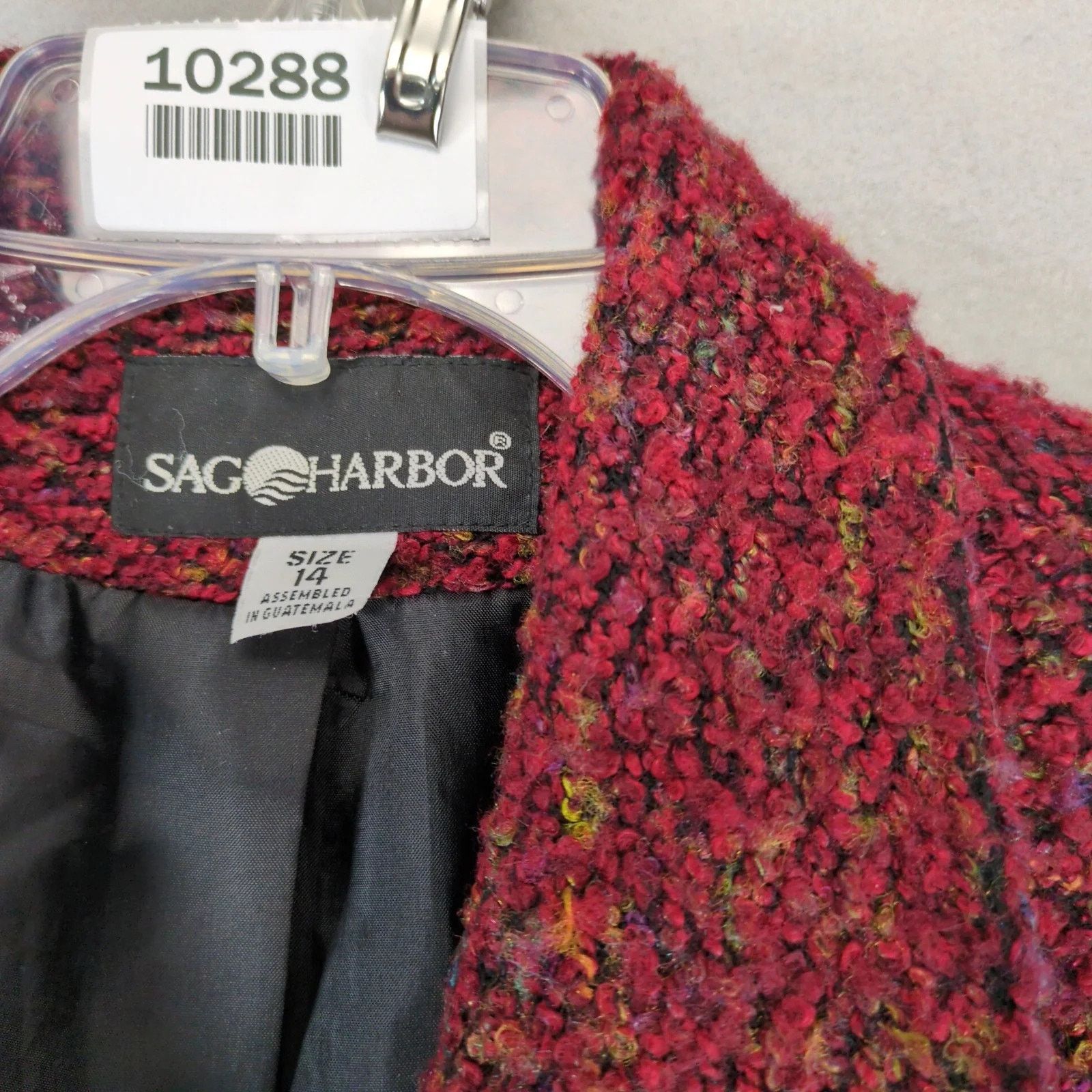 Vintage Sag Harbor Burgundy Tweed Pea Coat Women's 14 Lined Size XL / US 12-14 / IT 48-50 - 4 Thumbnail