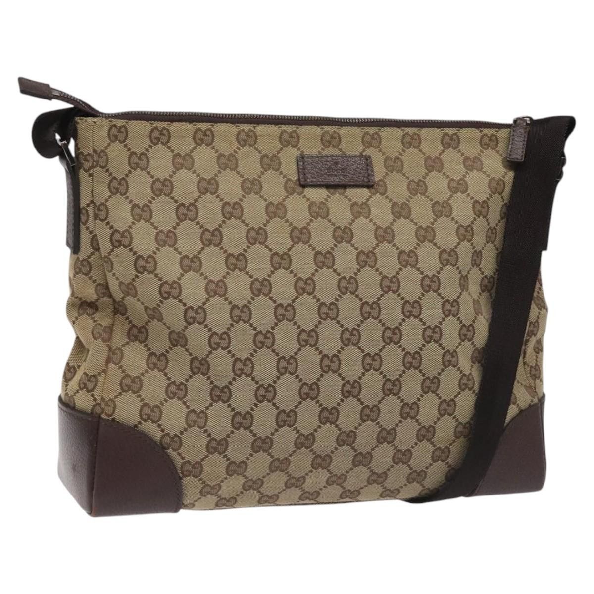 Gucci GUCCI GG Canvas Shoulder Bag Beige Silver Size ONE SIZE - 1 Thumbnail