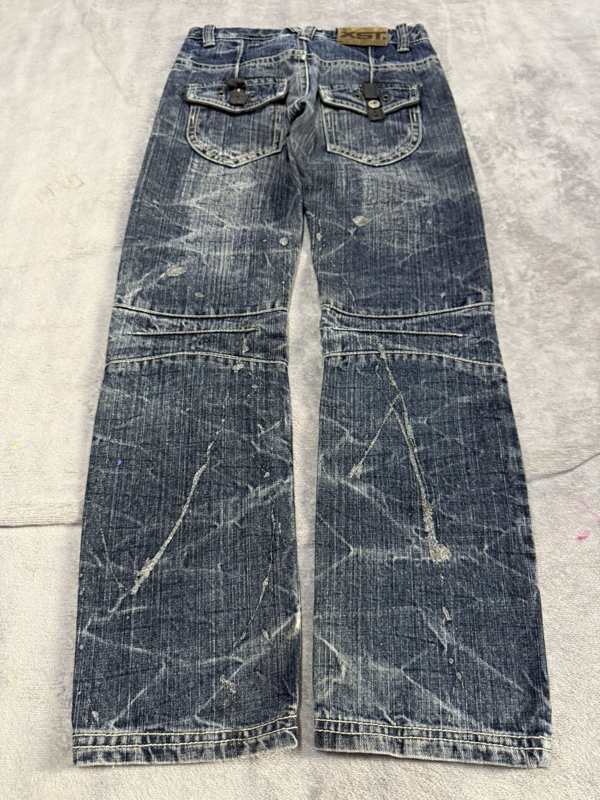 5351 POUR LES HOMMES × Japanese Brand × Le Grande Bleu (L.G.B.) Ba-Tsu Studio Kevlar Paint glitter Heavy Wash Jeans Size US 27 - 2 Thumbnail