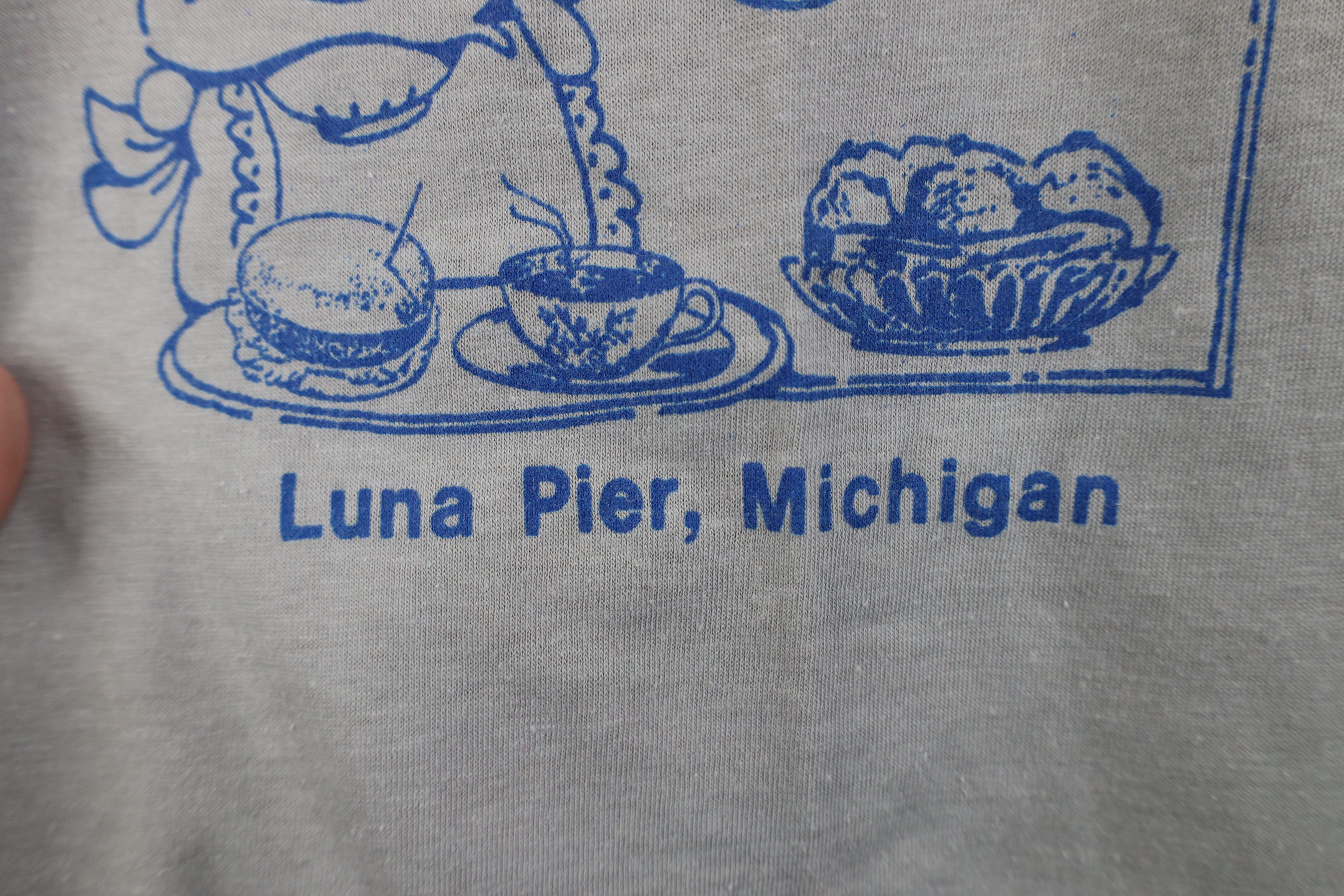 Vintage Vintage 80s Station Luna Pier Michigan T-Shirt Gray USA Size US L / EU 52-54 / 3 - 7 Thumbnail