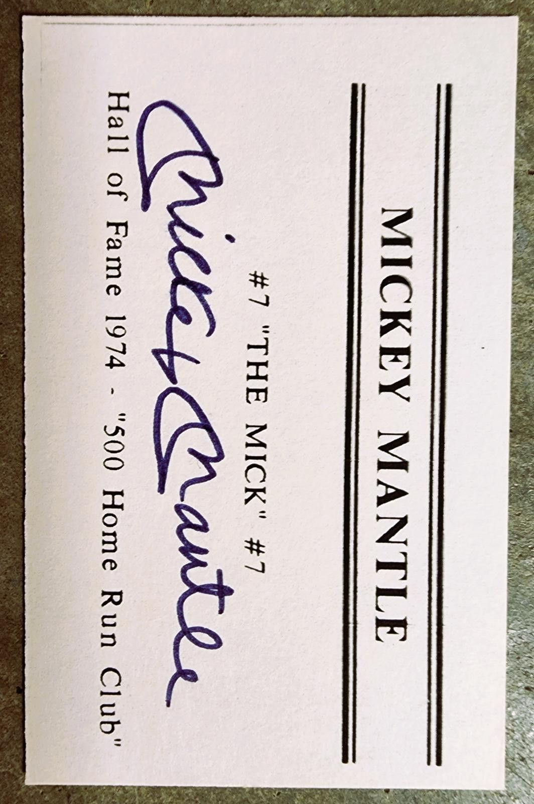 Other Mickey Mantle "The Mick" #7 Yankees signed calling card. COA Size ONE SIZE - 1 Thumbnail