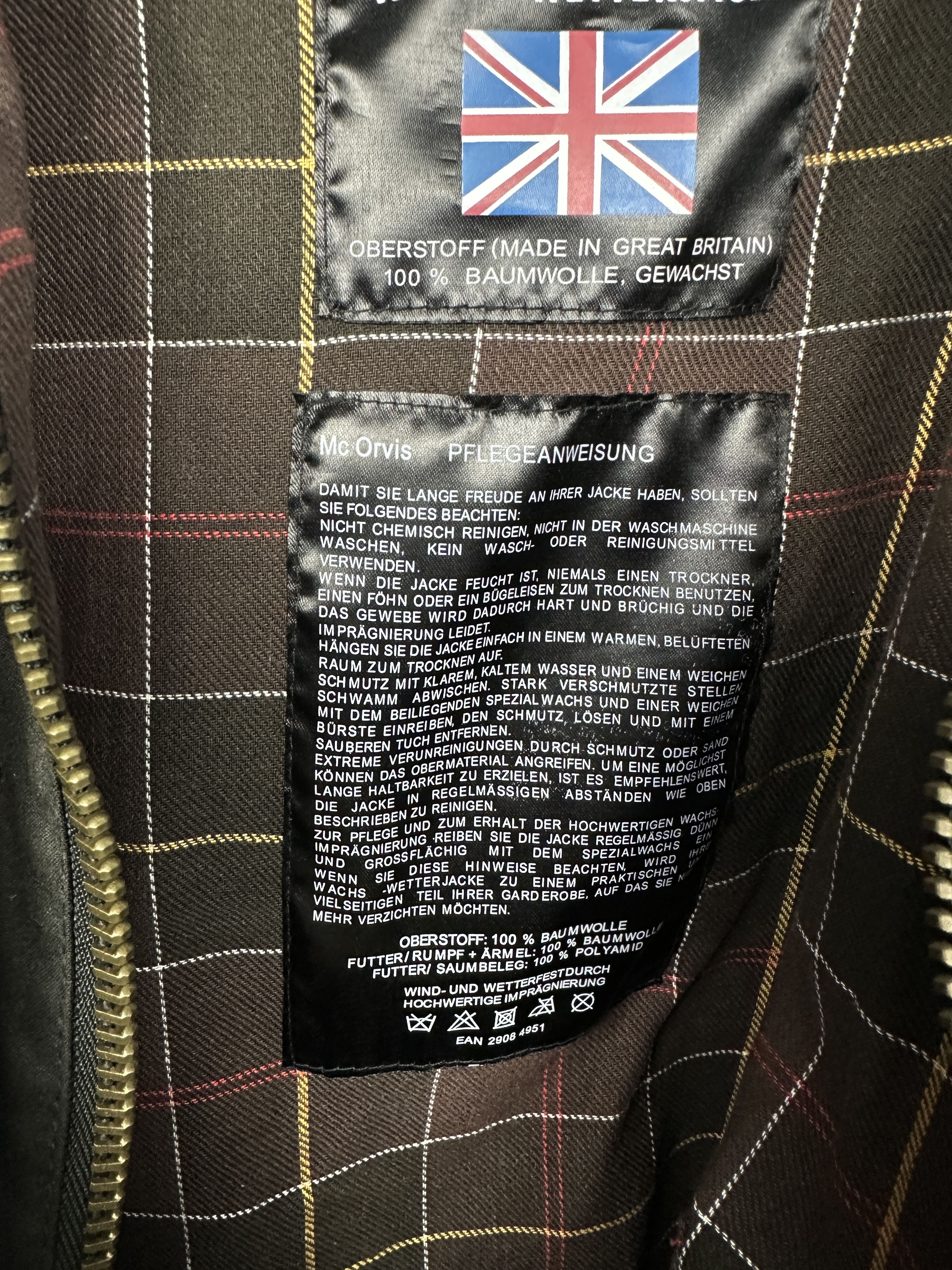 Orvis Mc Orvis Mens Waxed British Made Cotton Wax Coat Jacket Size US M / EU 48-50 / 2 - 5 Thumbnail