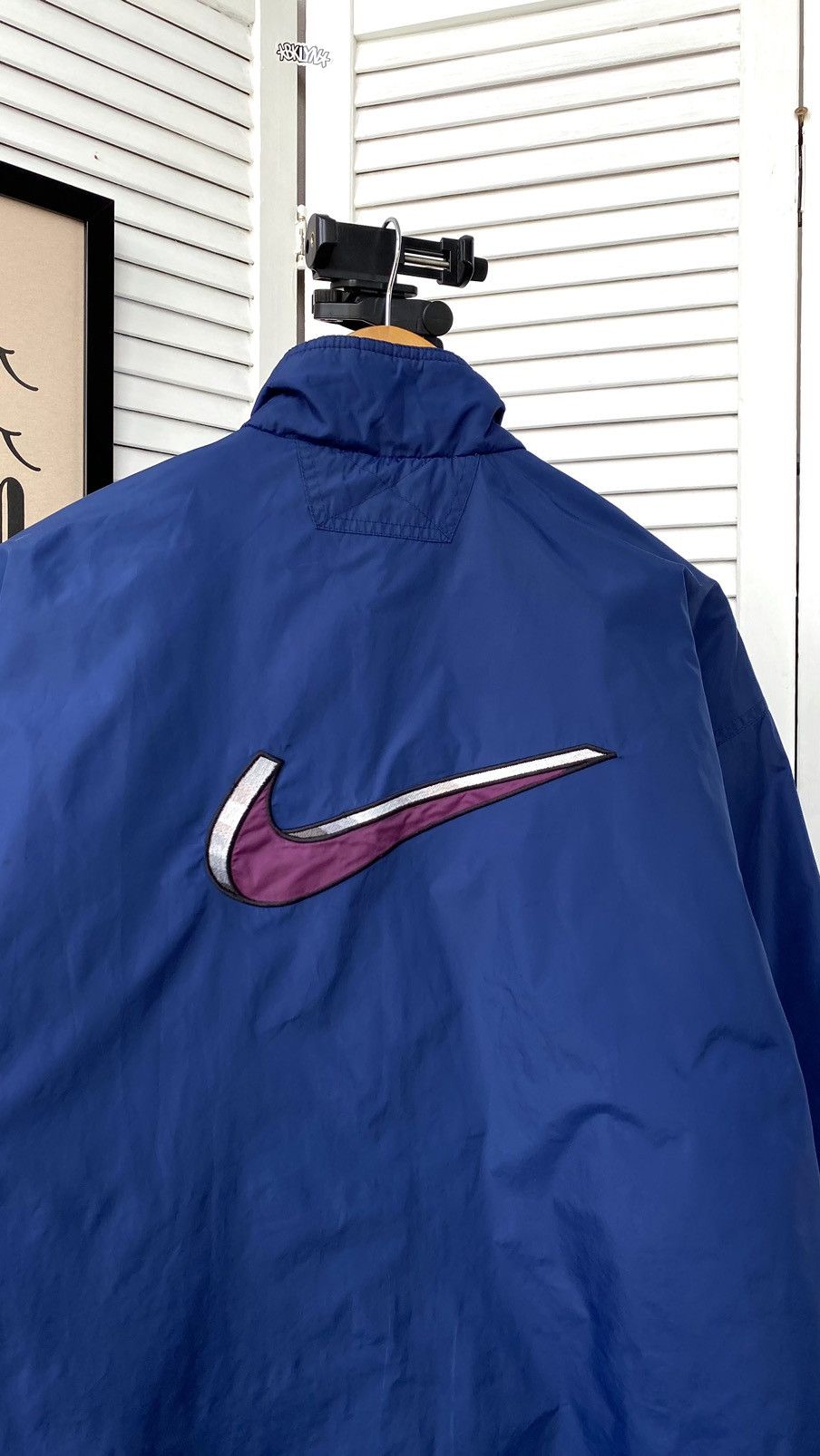 Nike × Vintage Vintage Nike Big Swoosh Logo Nylon Coat Jacket Size US L / EU 52-54 / 3 - 11 Thumbnail