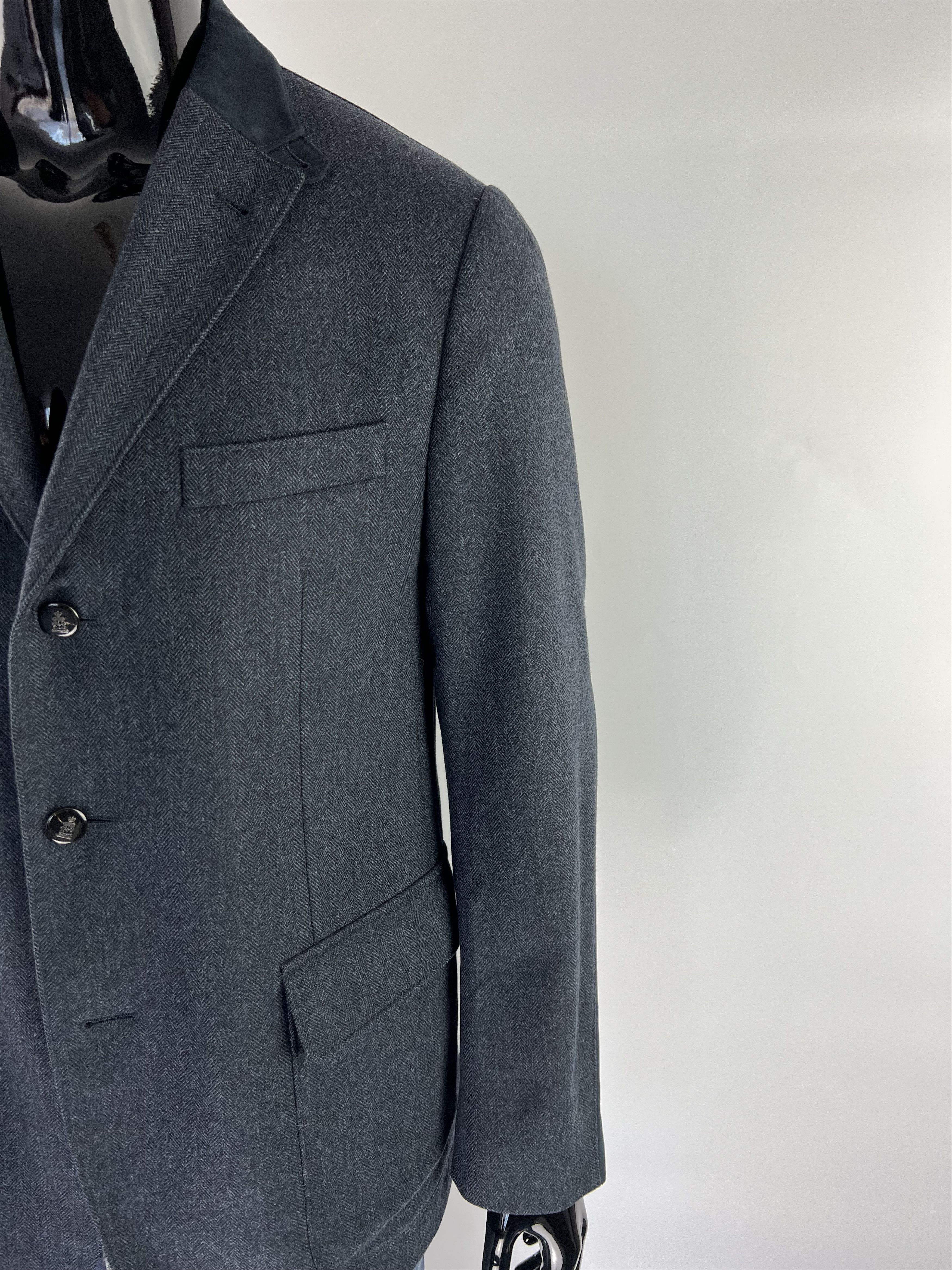 Corneliani Corneliani ID Herringbone Wool Cashmere Blazer 54R Size 54R - 7 Thumbnail