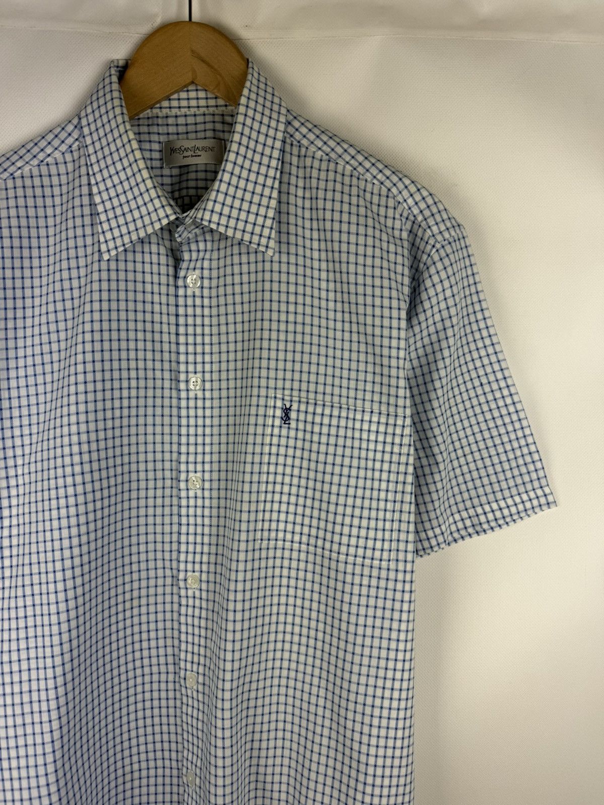 Yves Saint Laurent Vintage YSL Yves Saint Laurent S/S Plaid Button Up Shirt Size US XL / EU 56 / 4 - 3 Thumbnail
