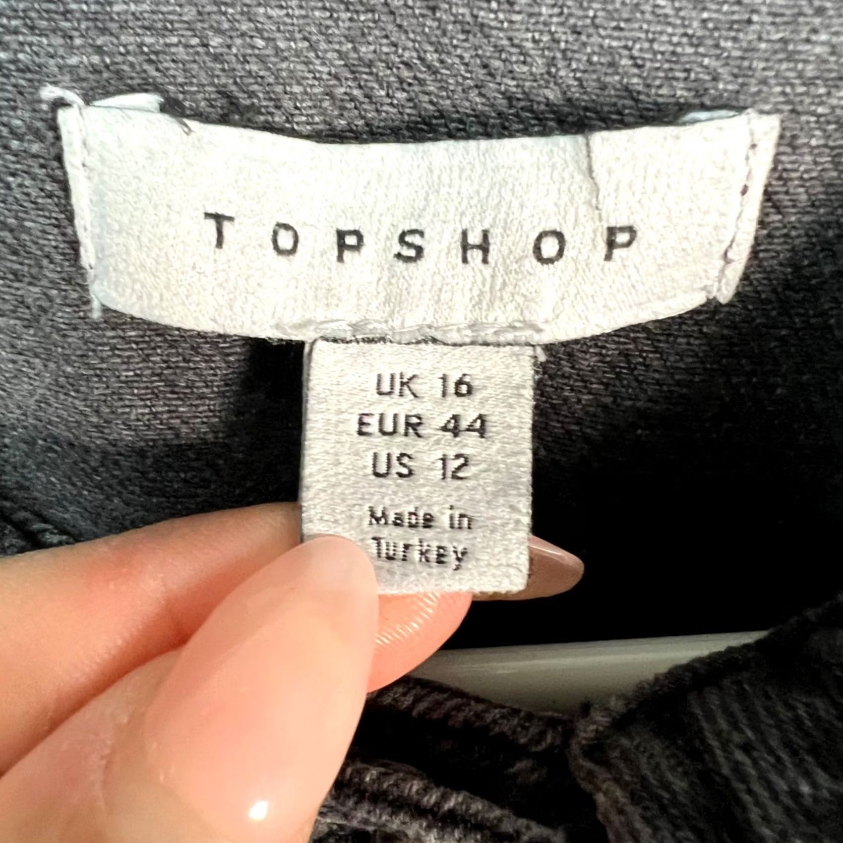 Topshop Topshop Womens Button-Up Denim Shirt 12 Oversized Black Cotton Denim Casual Shirt Womens (Adult) Girls? Size XL / US 12-14 / IT 48-50 - 3 Thumbnail