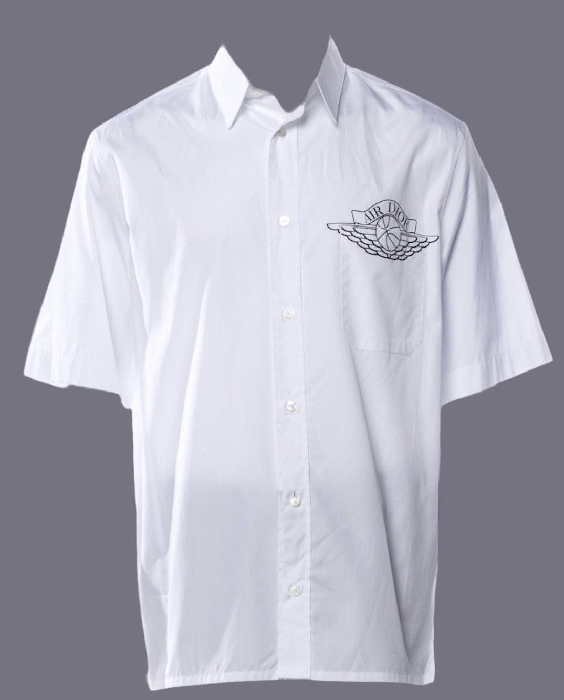 DIOR X JORDAN WINGS LOGO SHORT SLEEVE WHITE SHIRT