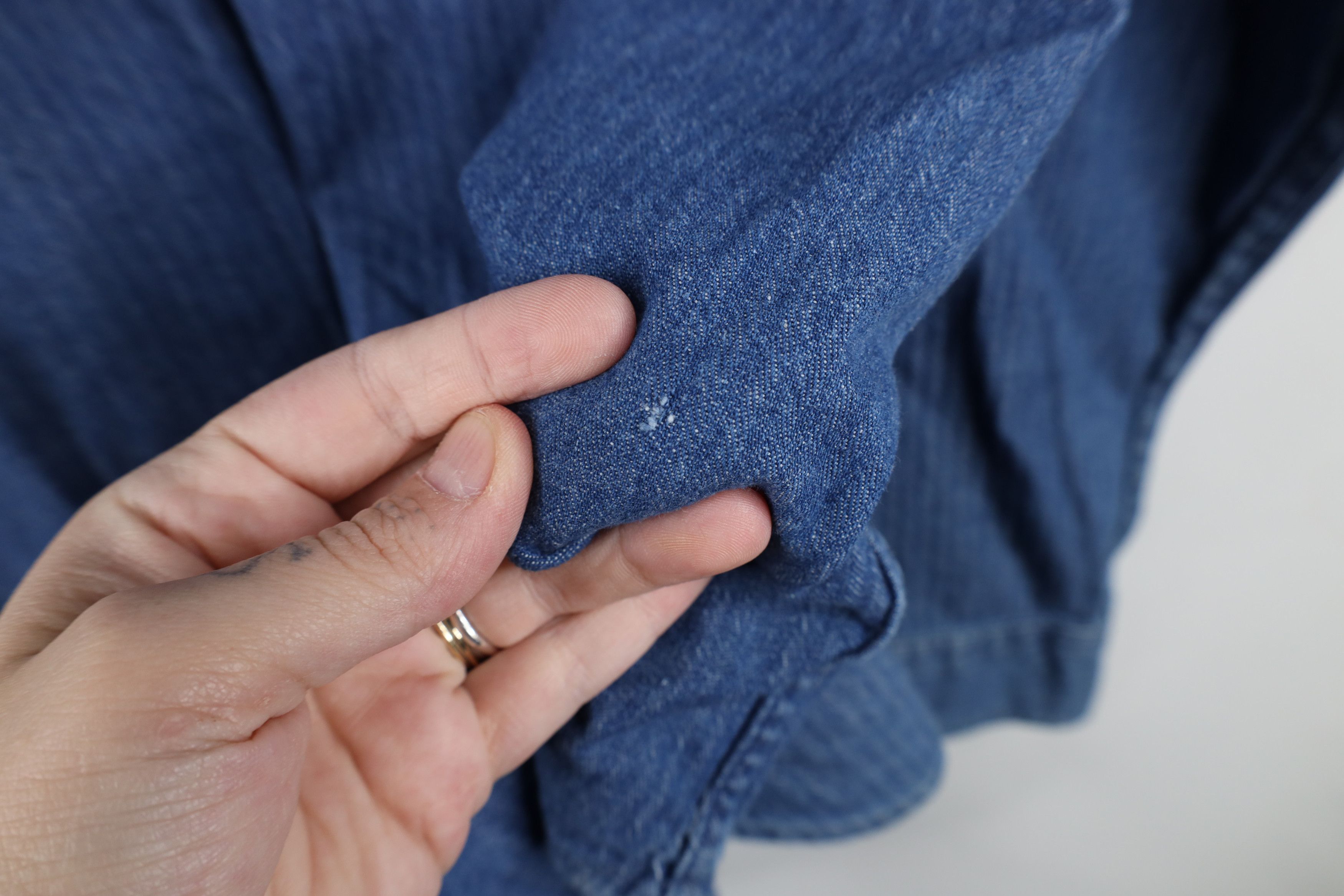 Vintage Vintage 90s Streetwear Striped Denim Jean Button Down Shirt Size US L / EU 52-54 / 3 - 8 Thumbnail