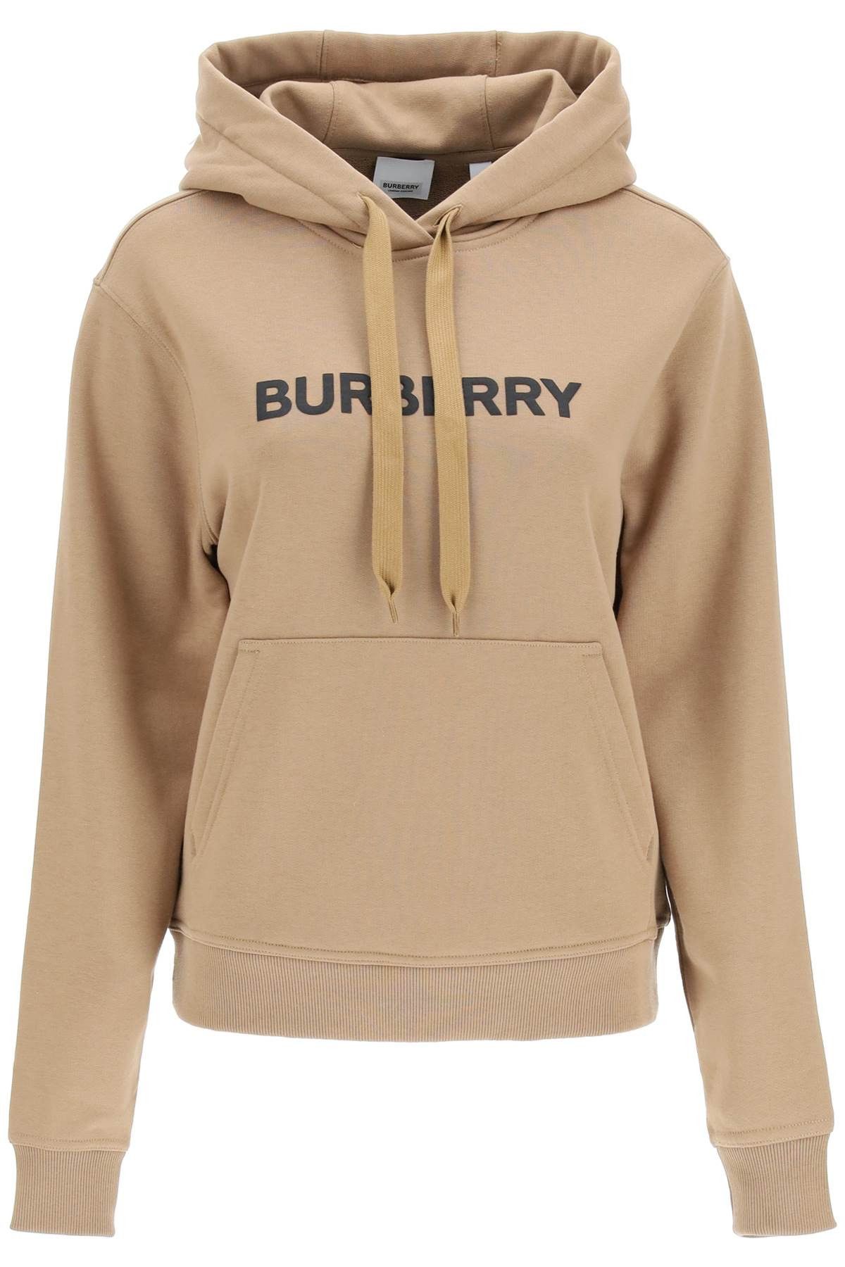 image of Burberry Poulter Hoodie With Logo Print in Camel, Women's (Size XS)