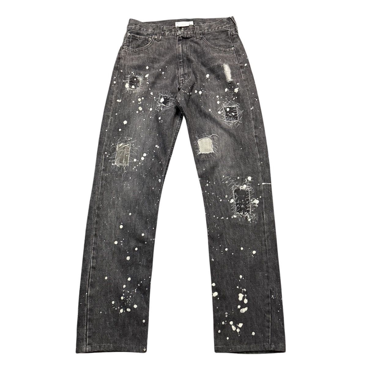 If Six Was Nine 🔥🇯🇵 90s Japanese LGB Sun Faded Paints Splatter Denim Size US 29 - 2 Thumbnail