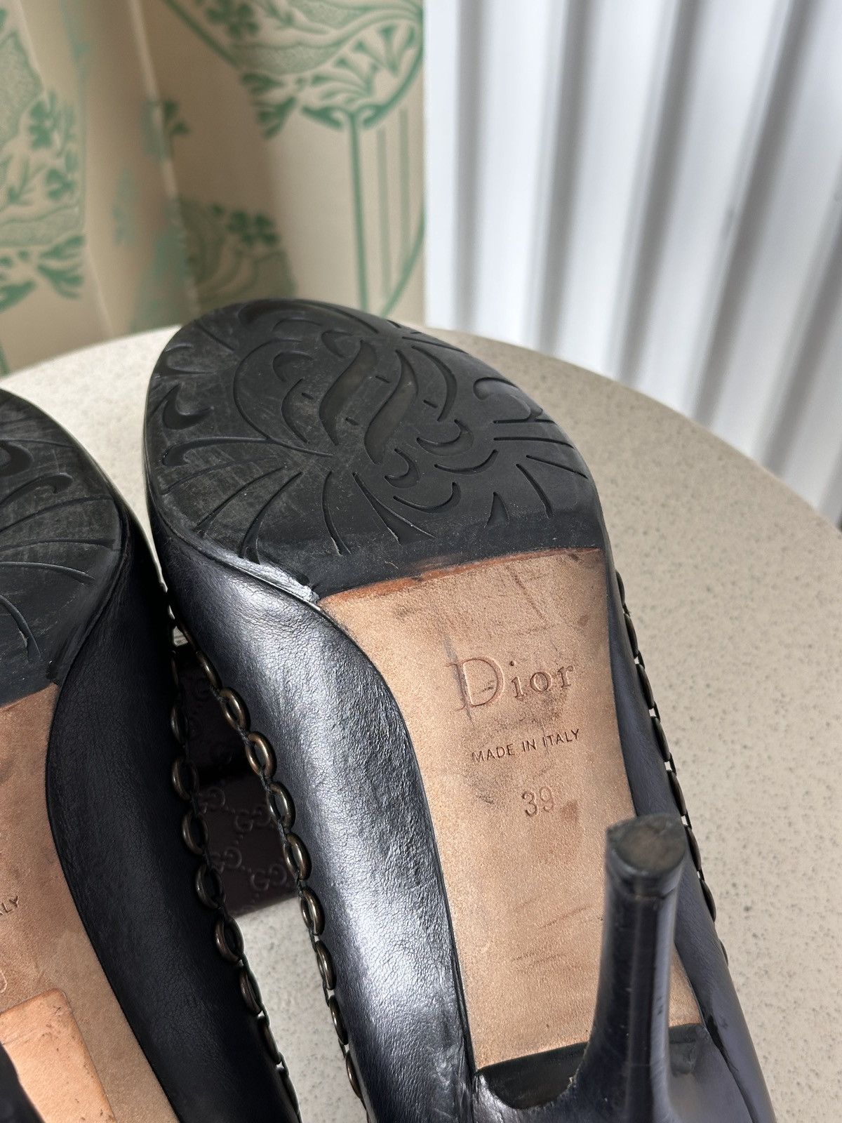 Dior DIOR Black Leather Chain Detail Pumps CD Logo EU 39 / US 9 Size US 9 / IT 39 - 16 Thumbnail