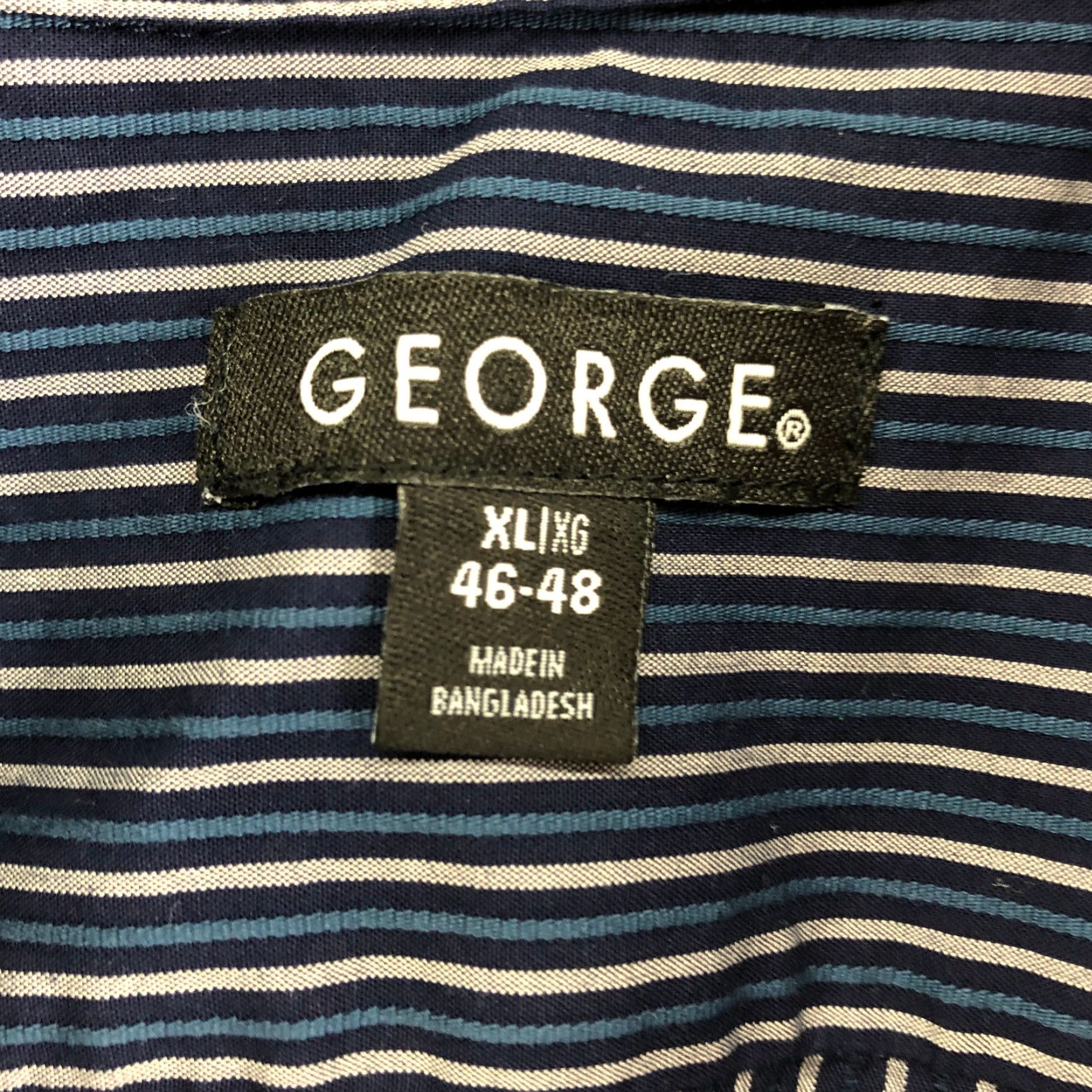George George Shirt Mens XL 46-48 Blue Striped Long Sleeve Spread Collar Button-Up with Pockets Size US XL / EU 56 / 4 - 6 Thumbnail