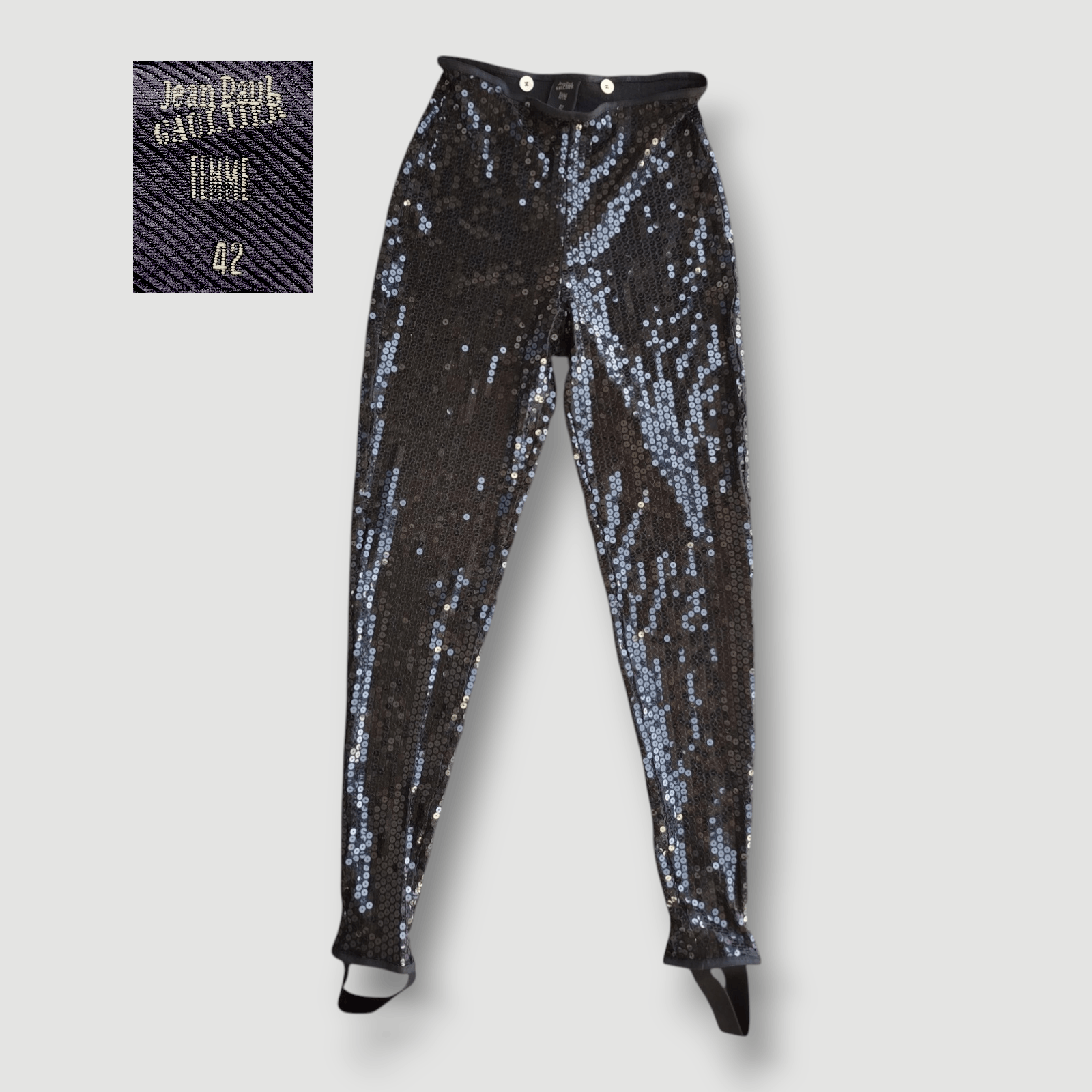 Jean Paul Gaultier Vintage Pants Leggings Sequin Stirrup 90s Size 42 Size 28" / US 6 / IT 42 - 1 Thumbnail