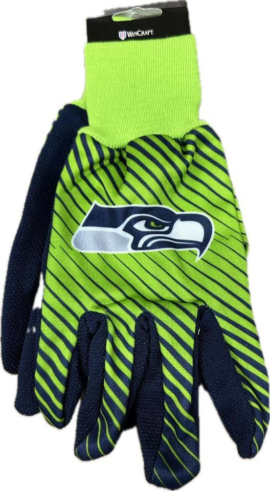Designer Seattle Seahawks Football NFL Utility Work Grip Gloves Size ONE SIZE - 1 Thumbnail