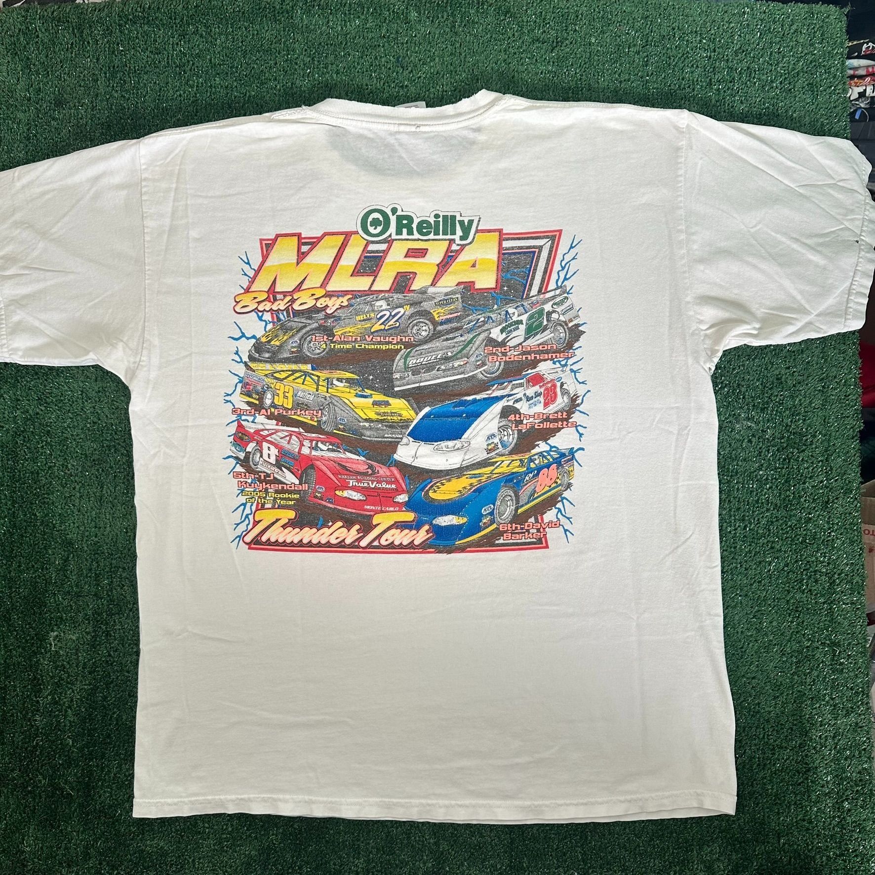 Gildan Vintage Y2K MLRA Dirt Racing T-Shirt White Thunder Tour Tee Size US XL / EU 56 / 4 - 4 Thumbnail