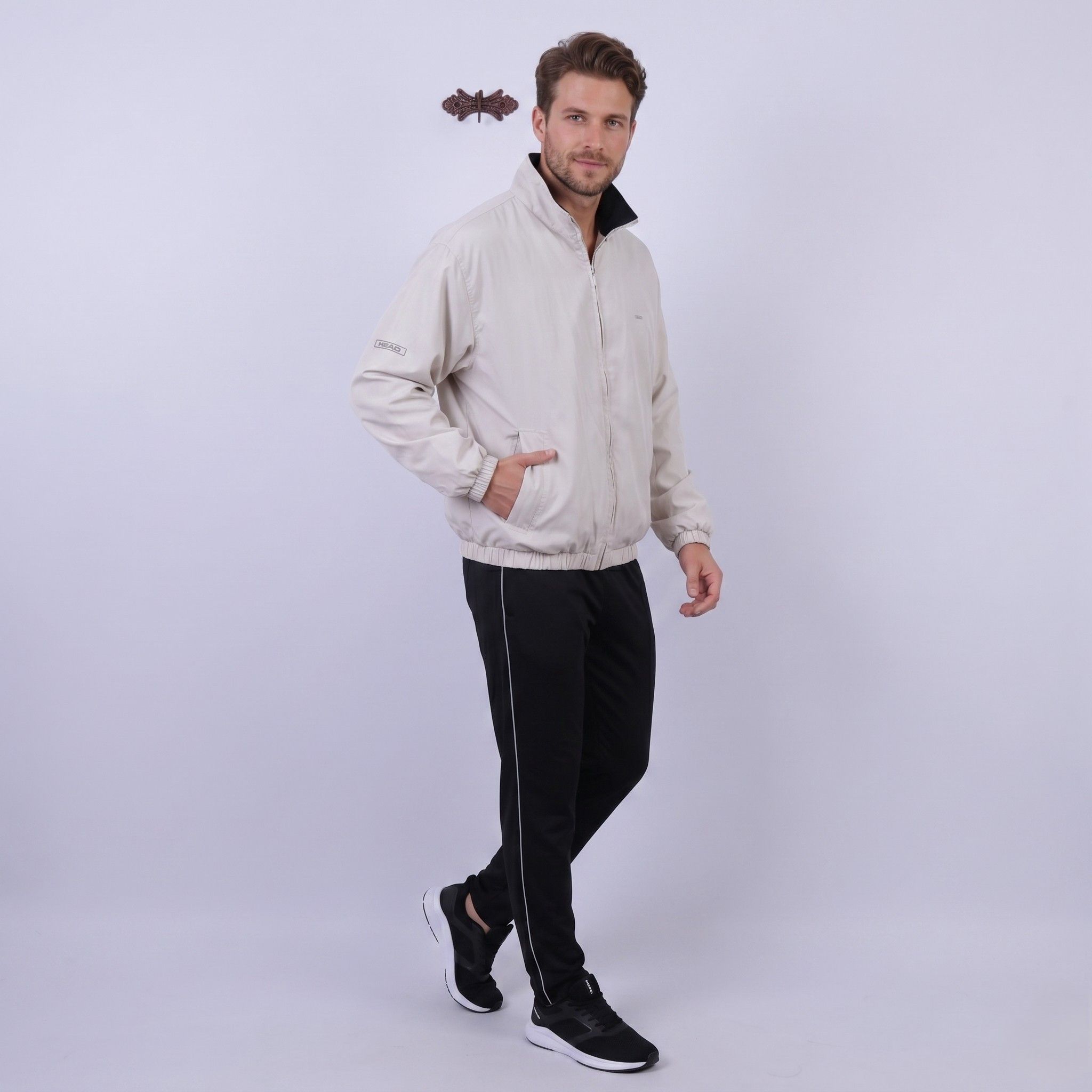 Vintage Head Men L Jacket Beige Lightweight Zip Up Vintage 5334 Size US L / EU 52-54 / 3 - 1 Thumbnail