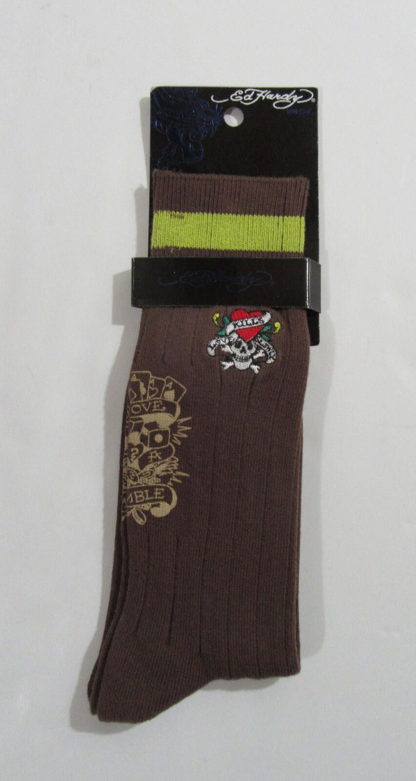 Ed Hardy Ed Hardy Love Kills Slowly Trouser Socks Brown Ribbed Size ONE SIZE - 1 Thumbnail
