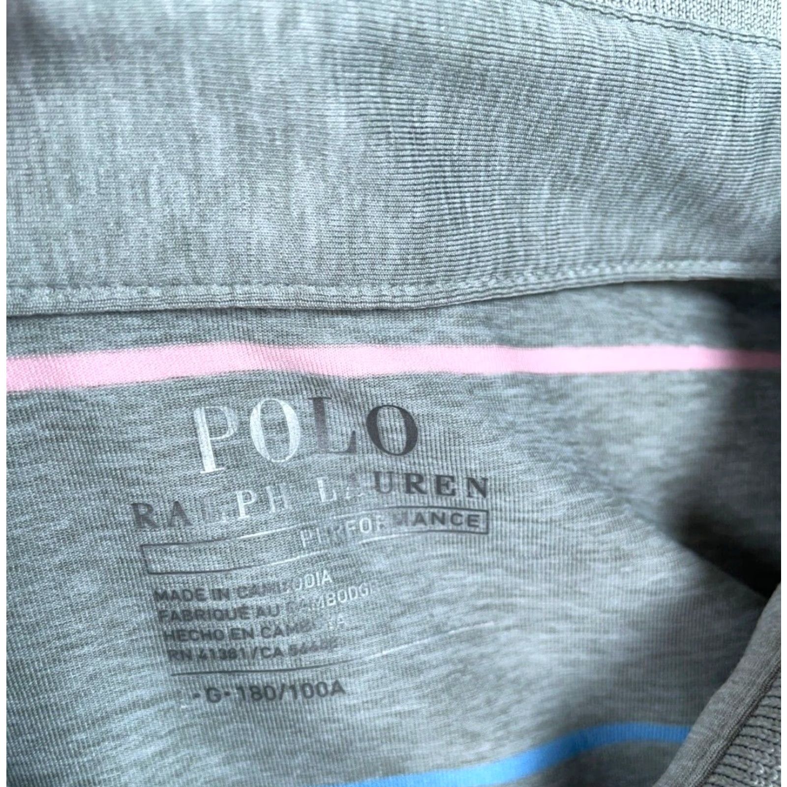 Polo Ralph Lauren Polo Ralph Lauren Performance Shirt Striped Adult Large Gray Pink Lightweight Short Sleeve Polo Mens Size US L / EU 52-54 / 3 - 3 Thumbnail
