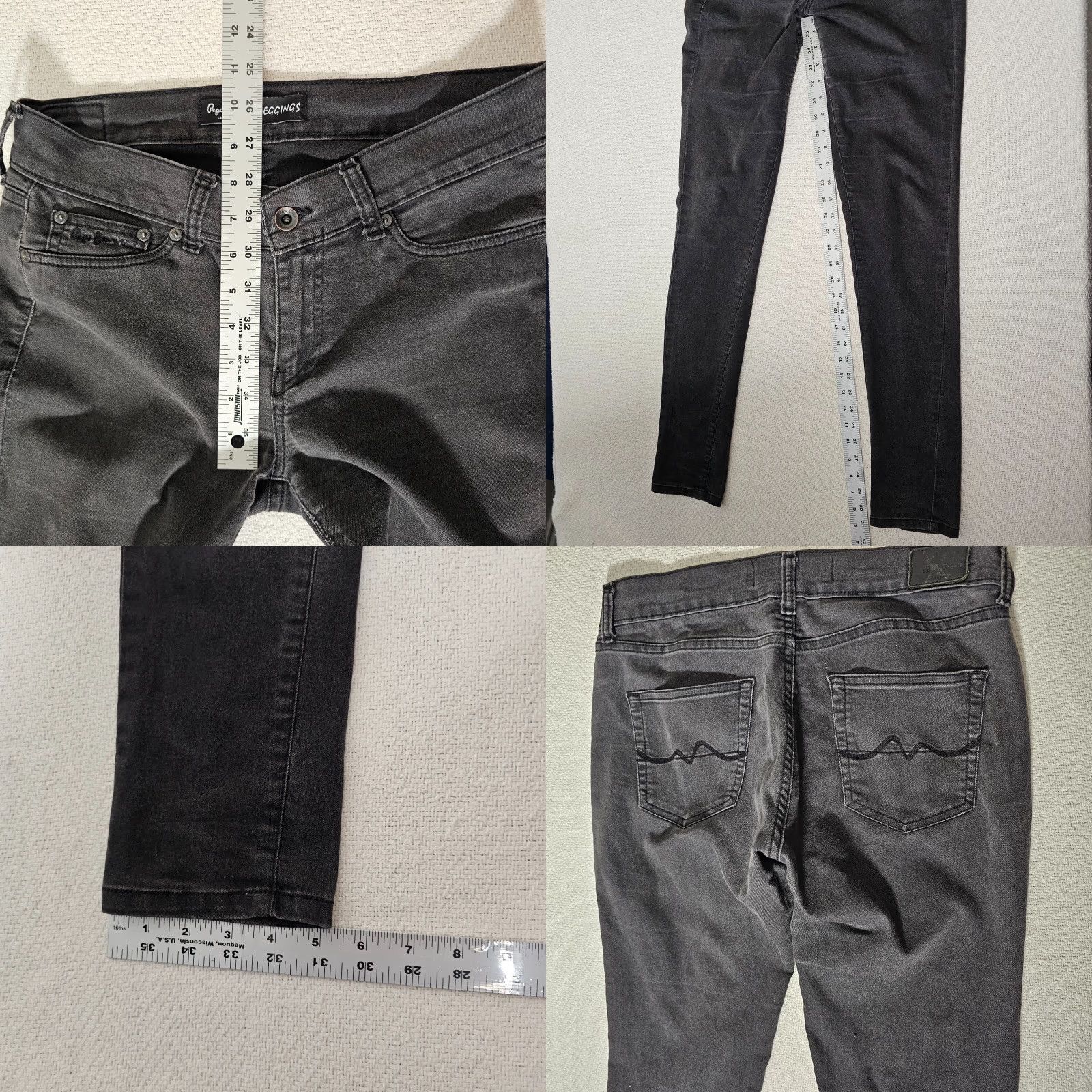 Pepe Jeans VINTAGE Pepe Jeans Women's Jeans Adult 31 Low Rise Tapered Black Light Wash Stretch Denim 5-Pocket Logo Belt Loops 90s Womens Size 24" / US 00 / IT 34 - 8 Thumbnail
