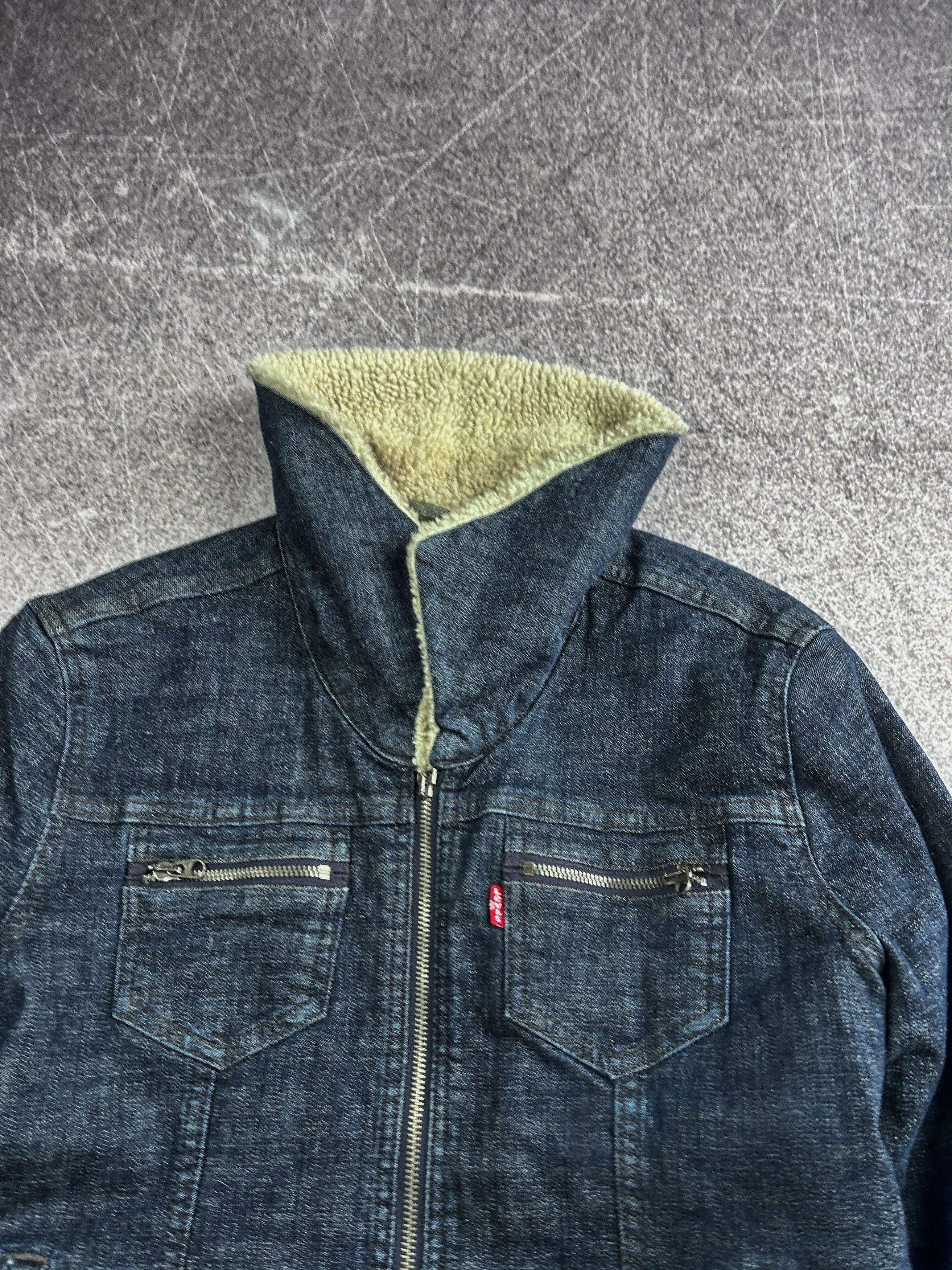 Levi's Levis Cropped Denim Jacket Sherpa Collar Fitted Y2K Style Size US S / EU 44-46 / 1 - 4 Thumbnail