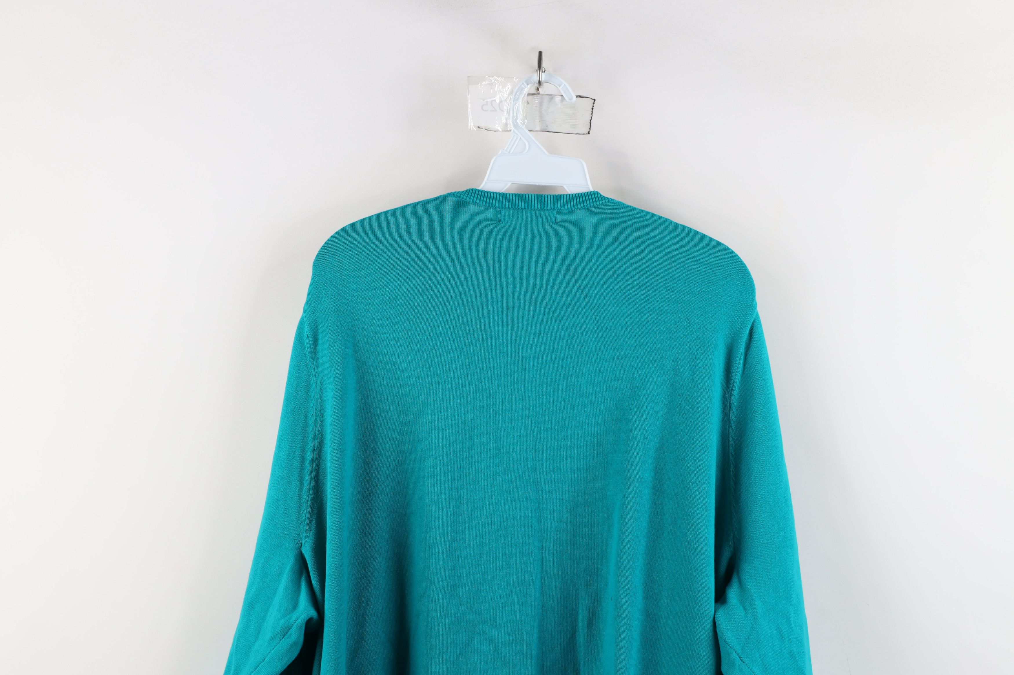 Lands' End × Vintage Vintage Lands End Supima Cotton Knit Cardigan Sweater Teal Size 3XL / US 20-22 - 10 Thumbnail