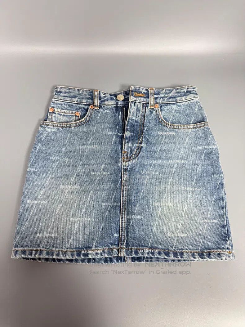 Balenciaga Balenciaga All-over logo denim short skirt Size 33" - 1 Thumbnail