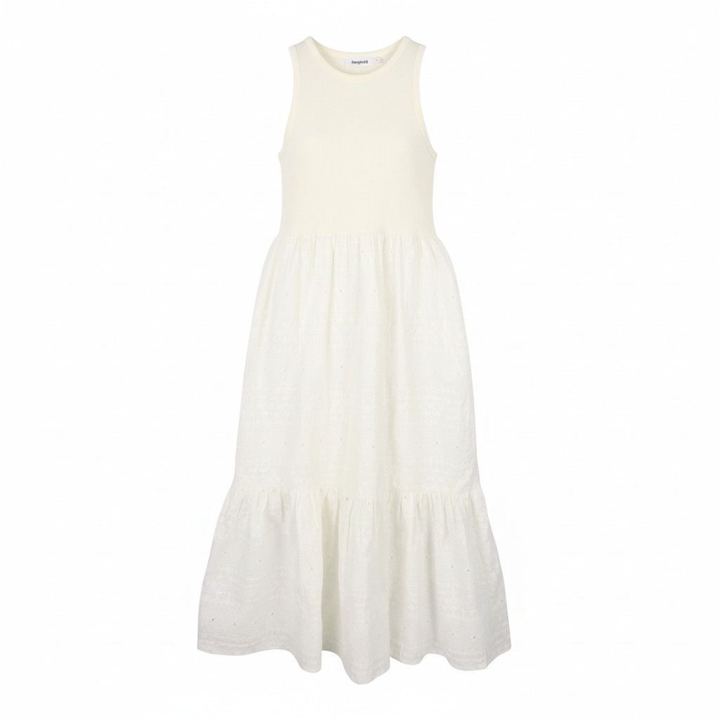 Desigual VEST LOURDES XL Off White Textured Midi Dress 89014 Size XL / US 12-14 / IT 48-50 - 2 Thumbnail