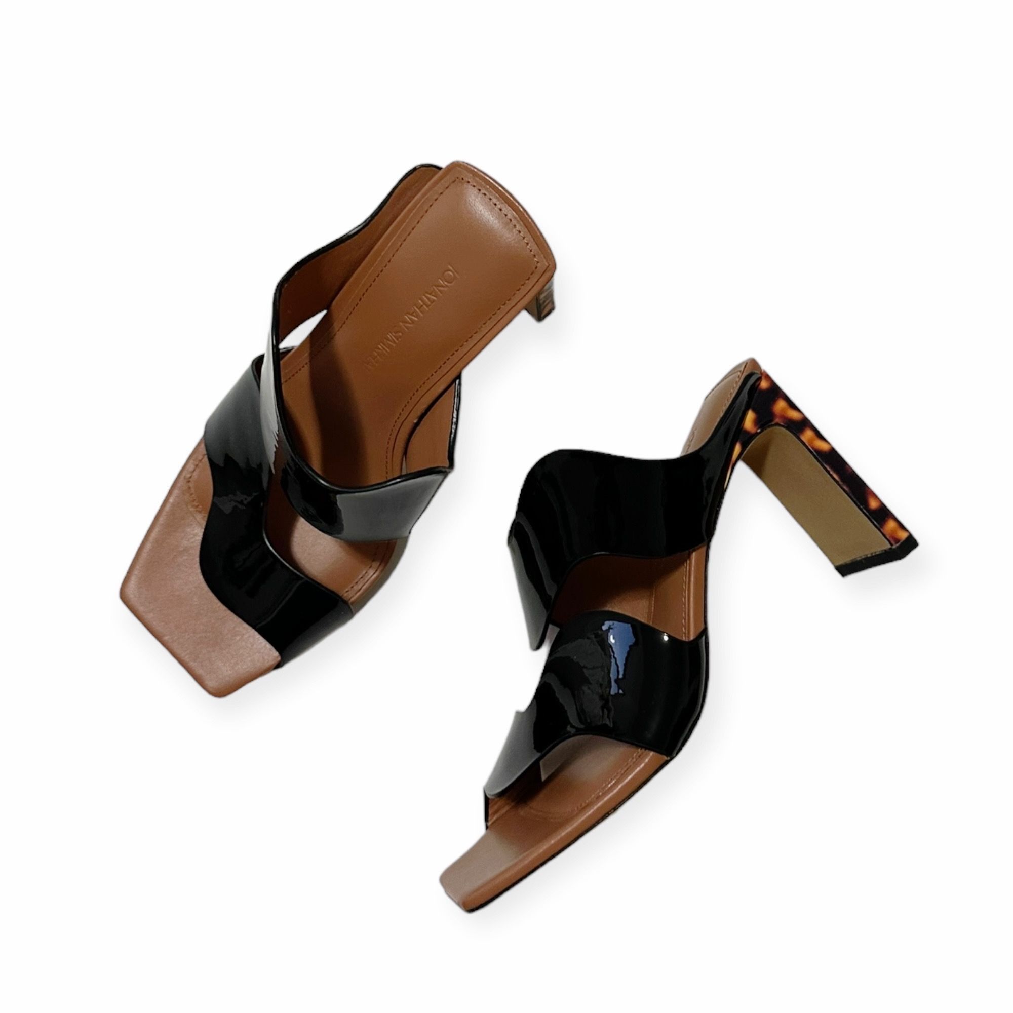 image of Jonathan Simkhai Alene Wave Patent Leather Sandals, Black, S, Women's (Size 6)